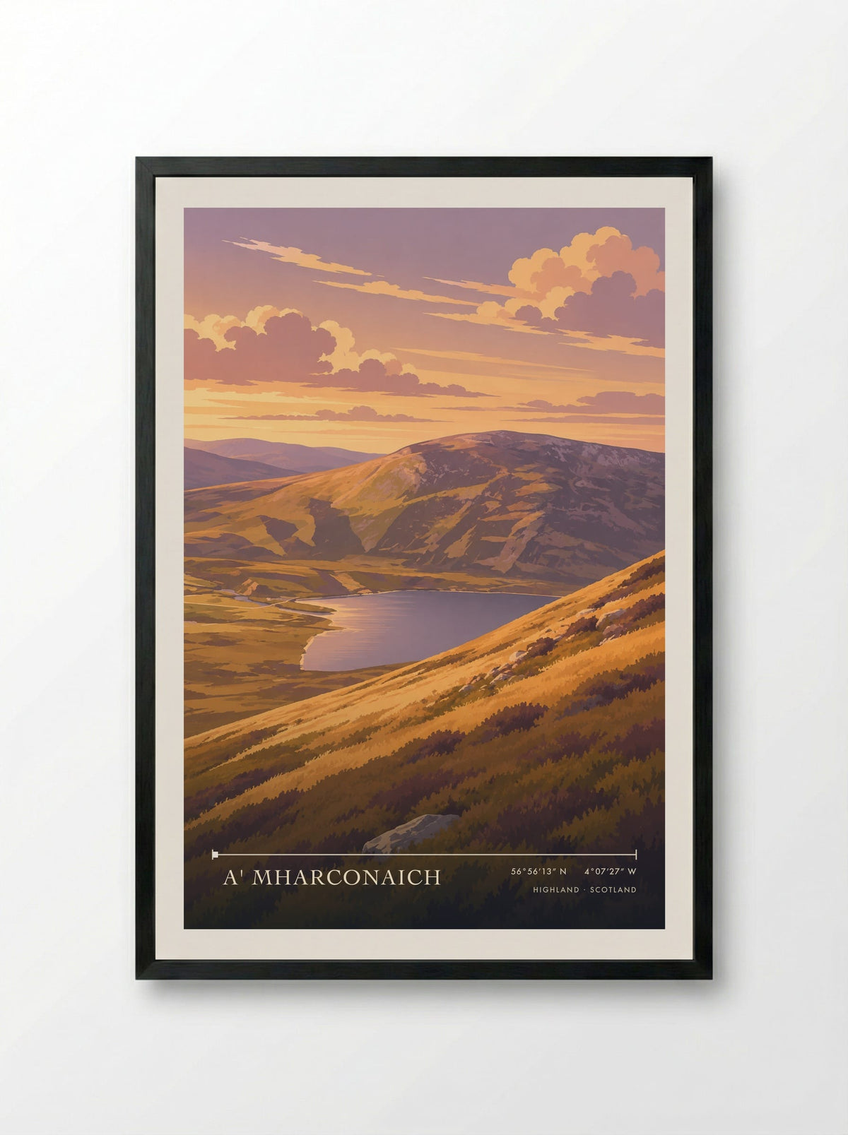 A' Mharconaich, Highland | Travel Poster - Framed Print Black