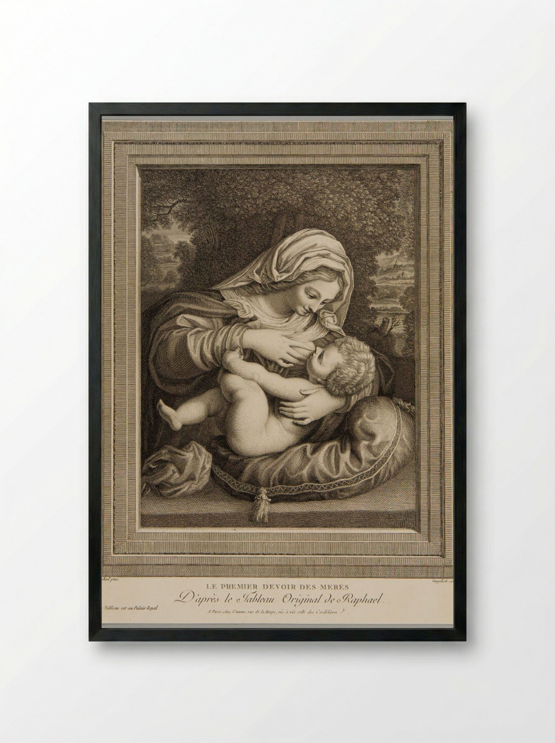 A Mother's First Duty - Vincenzo Vangelisti - Framed Print Black