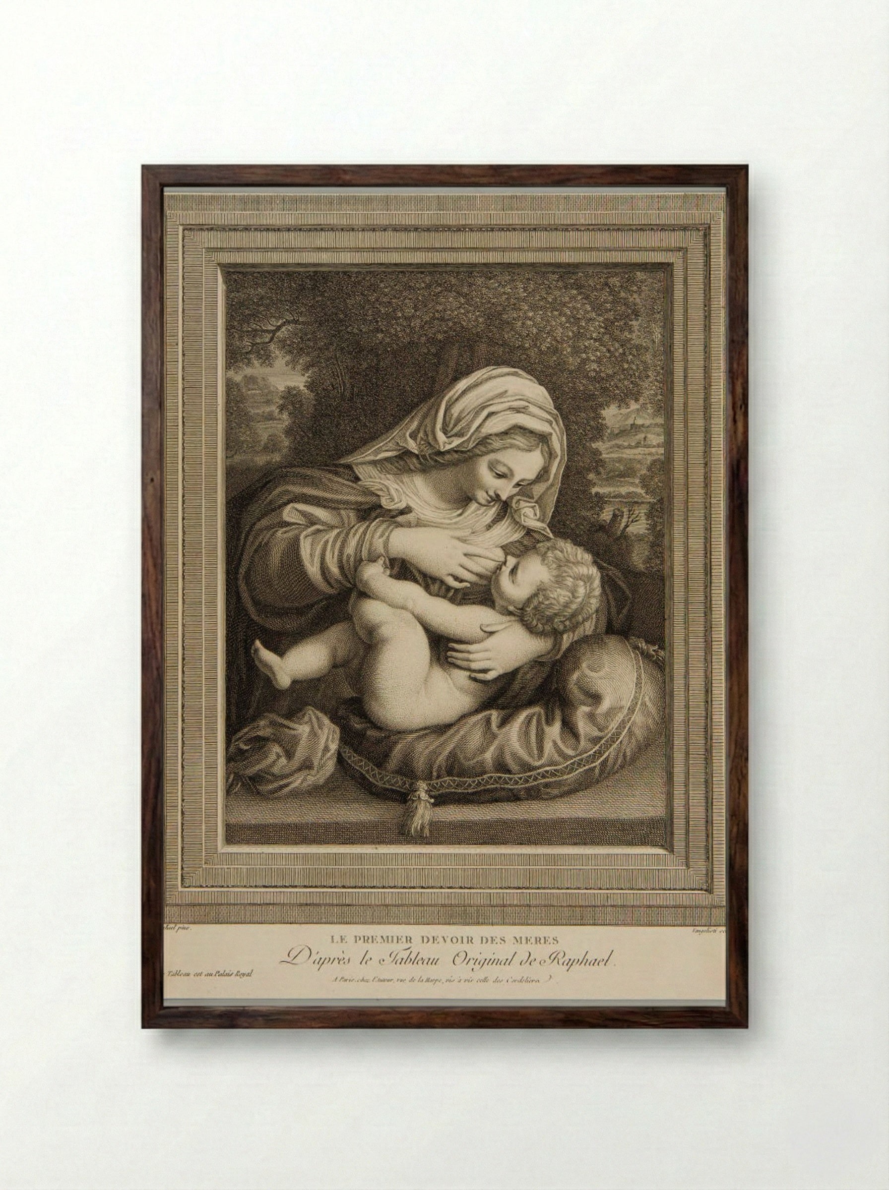 A Mother's First Duty - Vincenzo Vangelisti - Framed Print Dark Wood
