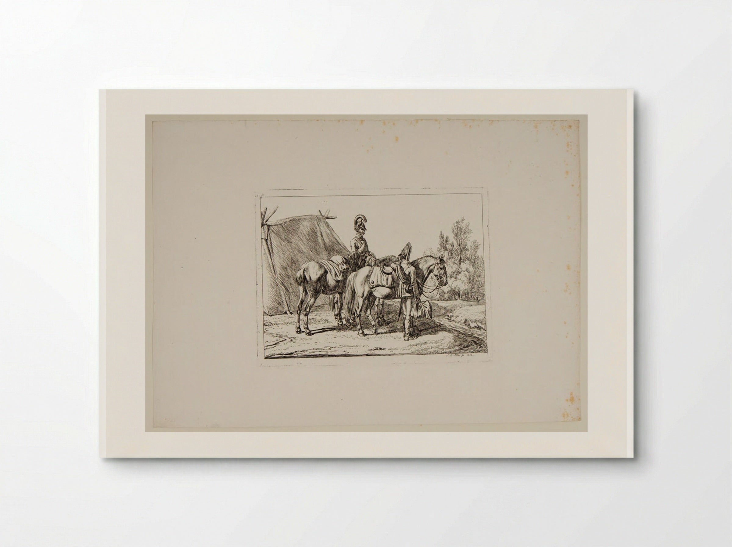 A Mounted Soldier Talking to an Unmounted Soldier - Johann Adam Klein - Poster