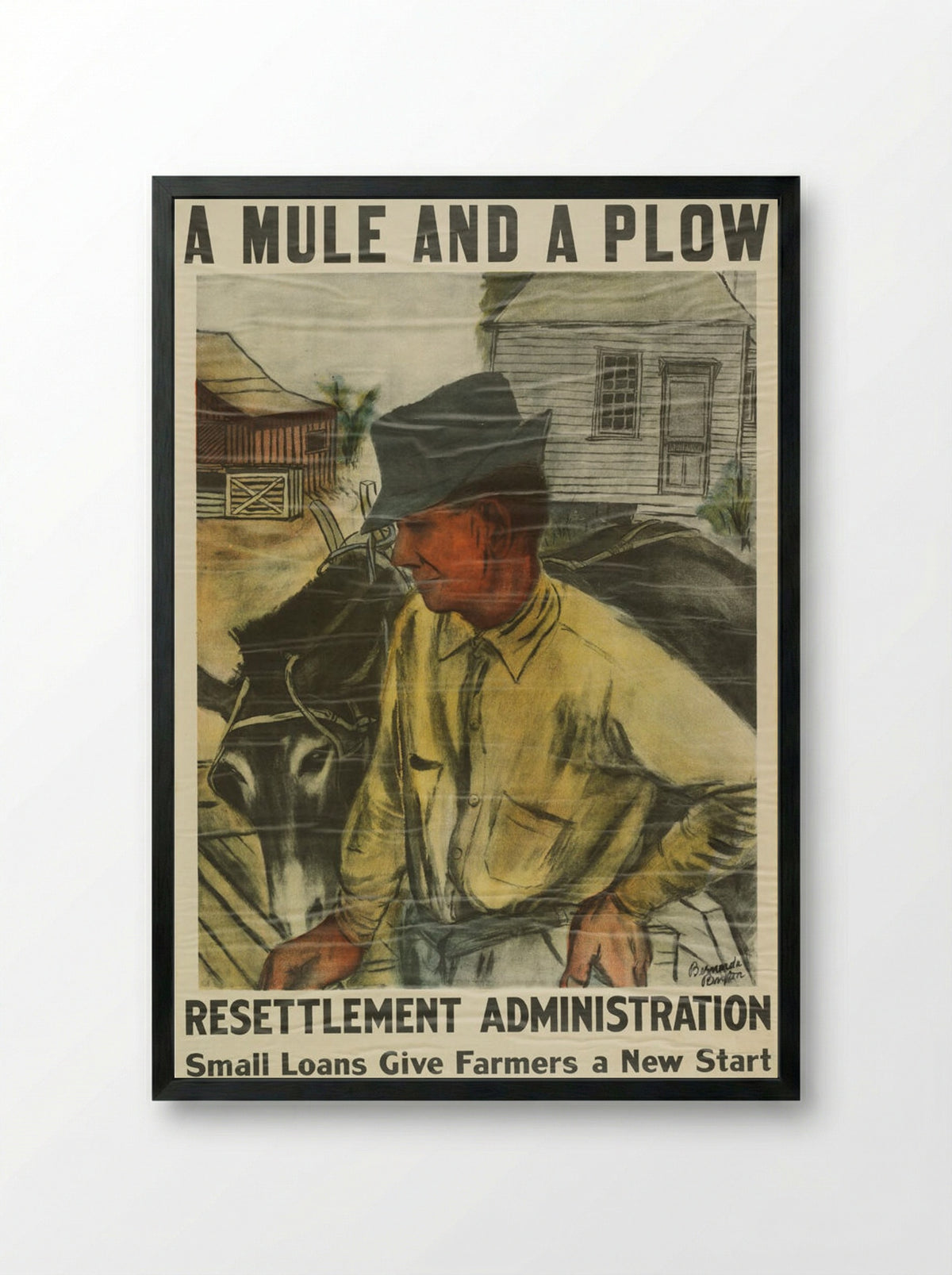A Mule and a Plow - Bernarda Bryson Shahn - Framed Print Black