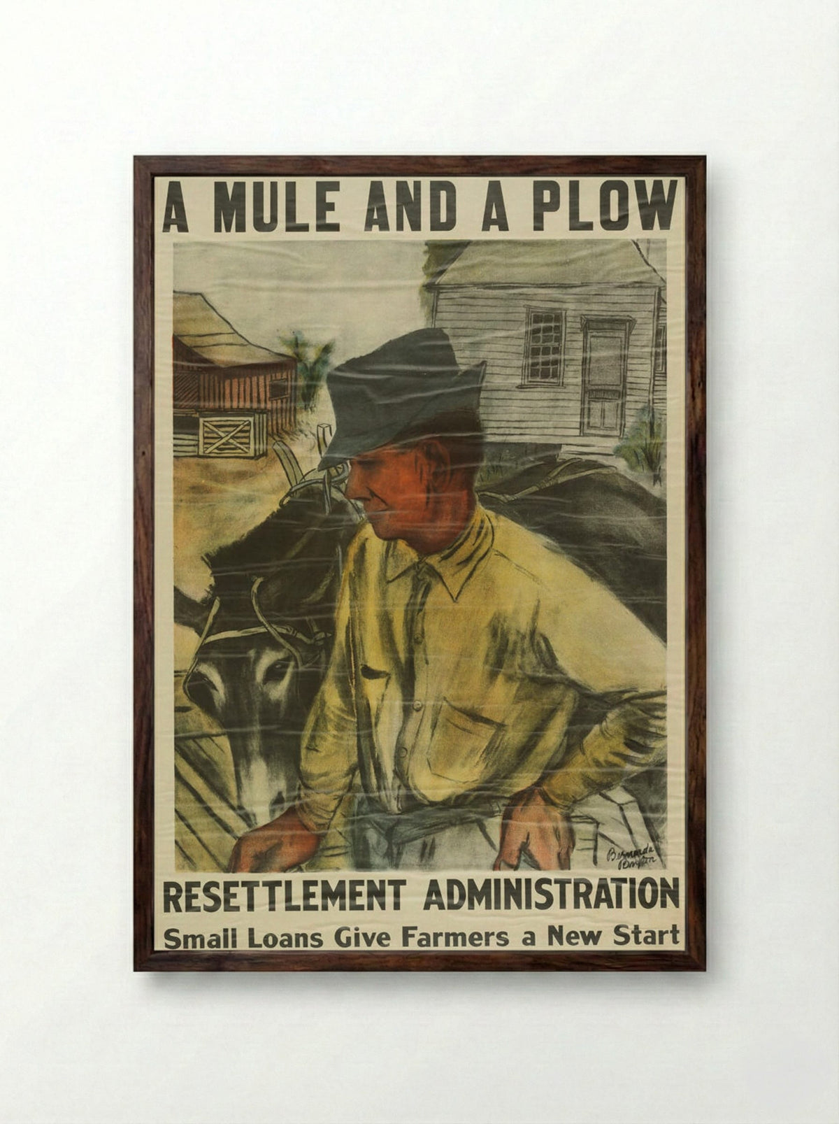 A Mule and a Plow - Bernarda Bryson Shahn - Framed Print Dark Wood
