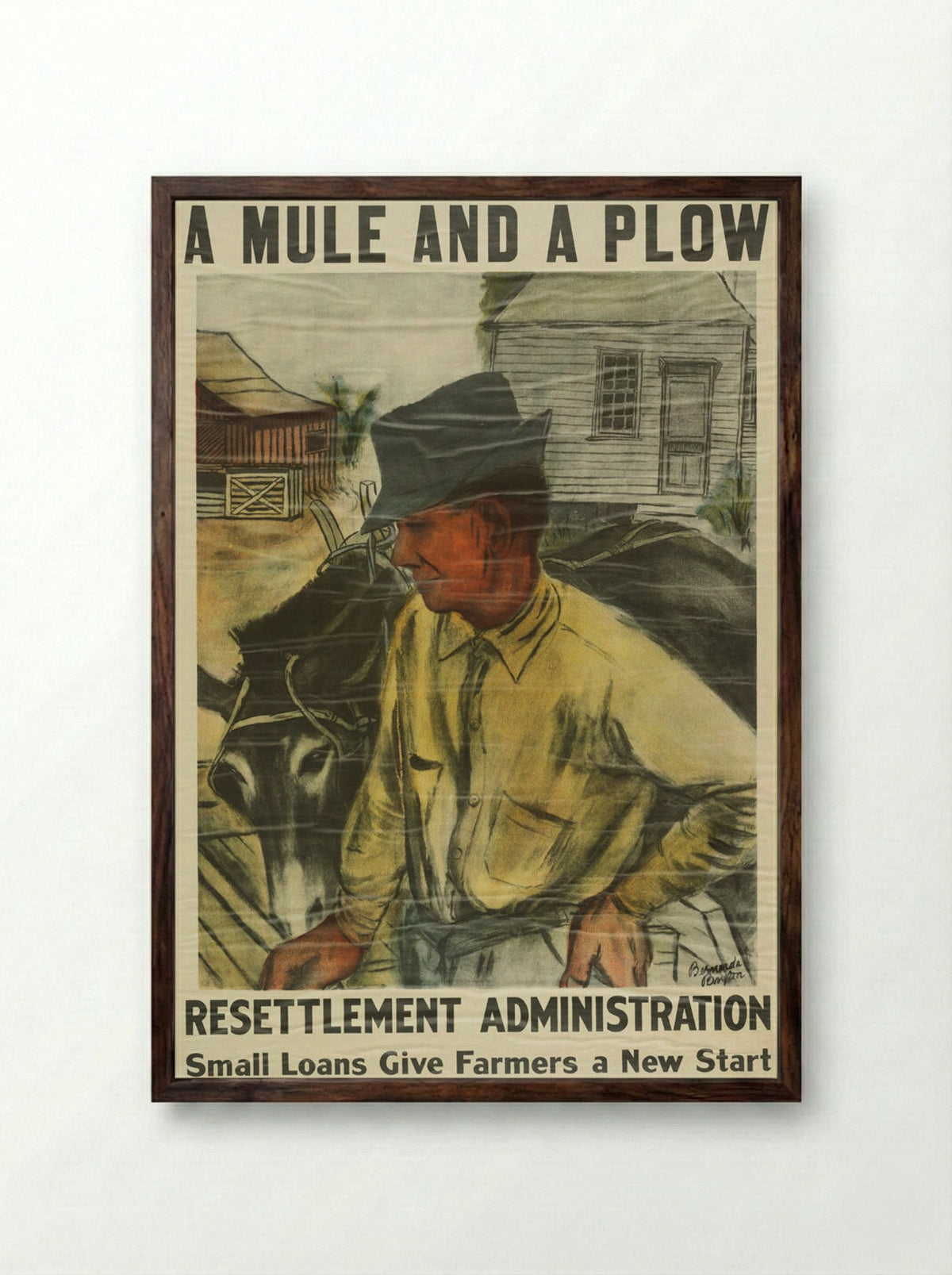 A Mule and a Plow - Bernarda Bryson Shahn - Framed Print Dark Wood