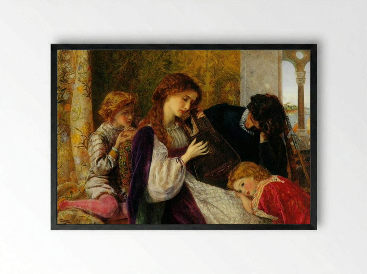 A Music Party - Arthur Hughes - Framed Print Black