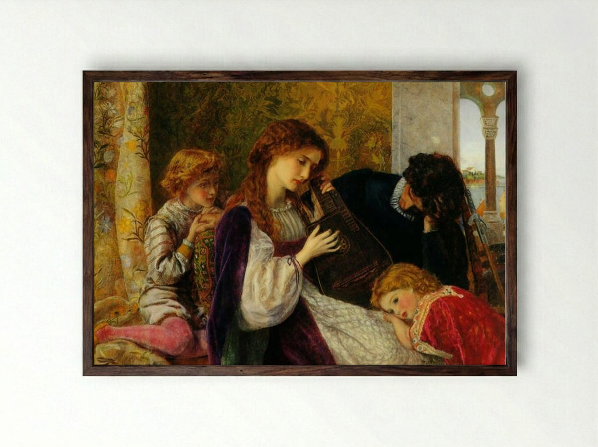 A Music Party - Arthur Hughes - Framed Print Dark Wood