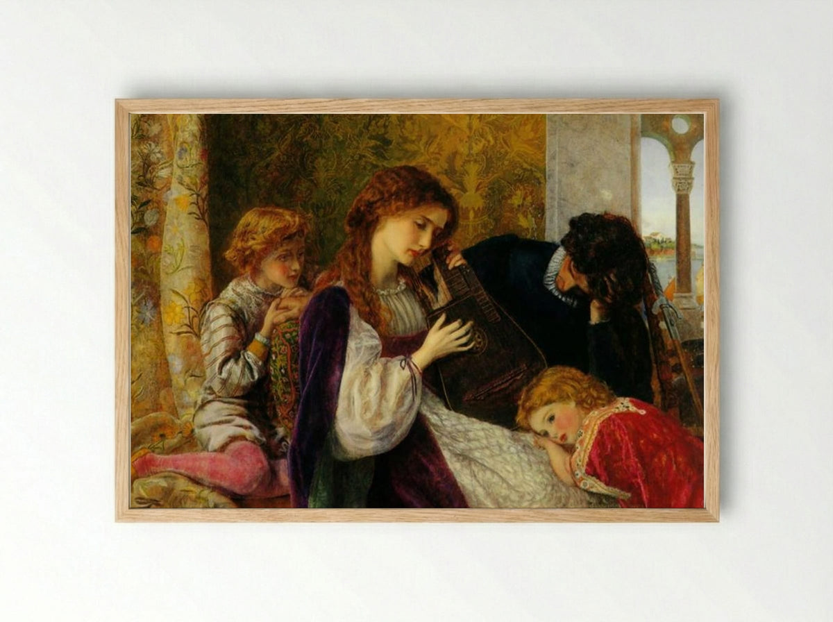 A Music Party - Arthur Hughes - Framed Print Wood