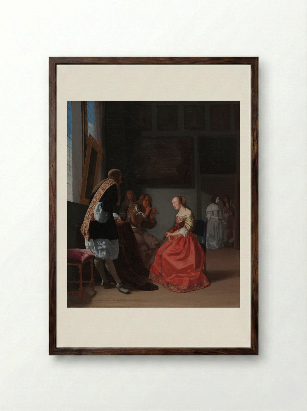 A Musical Company - Jacob Ochtervelt - Framed Print Dark Wood
