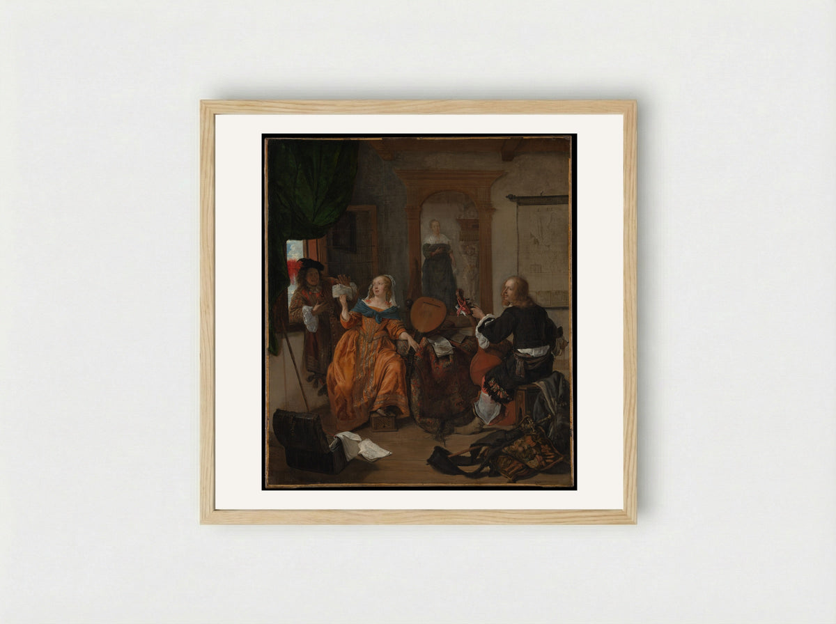 A Musical Party - Gabriël Metsu - Framed Print Wood