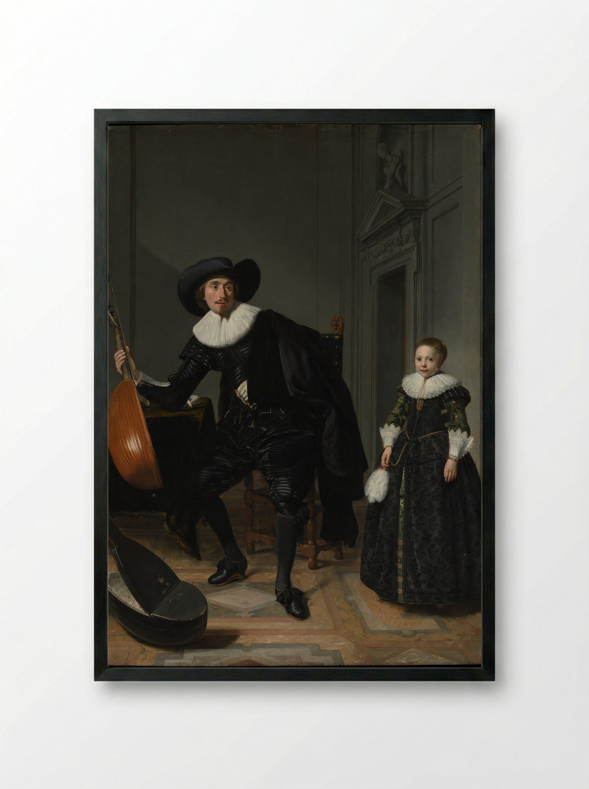 A Musician and His Daughter - Thomas de Keyser - Framed Print Black