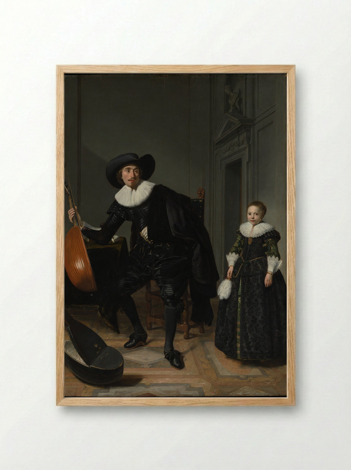 A Musician and His Daughter - Thomas de Keyser - Framed Print Wood