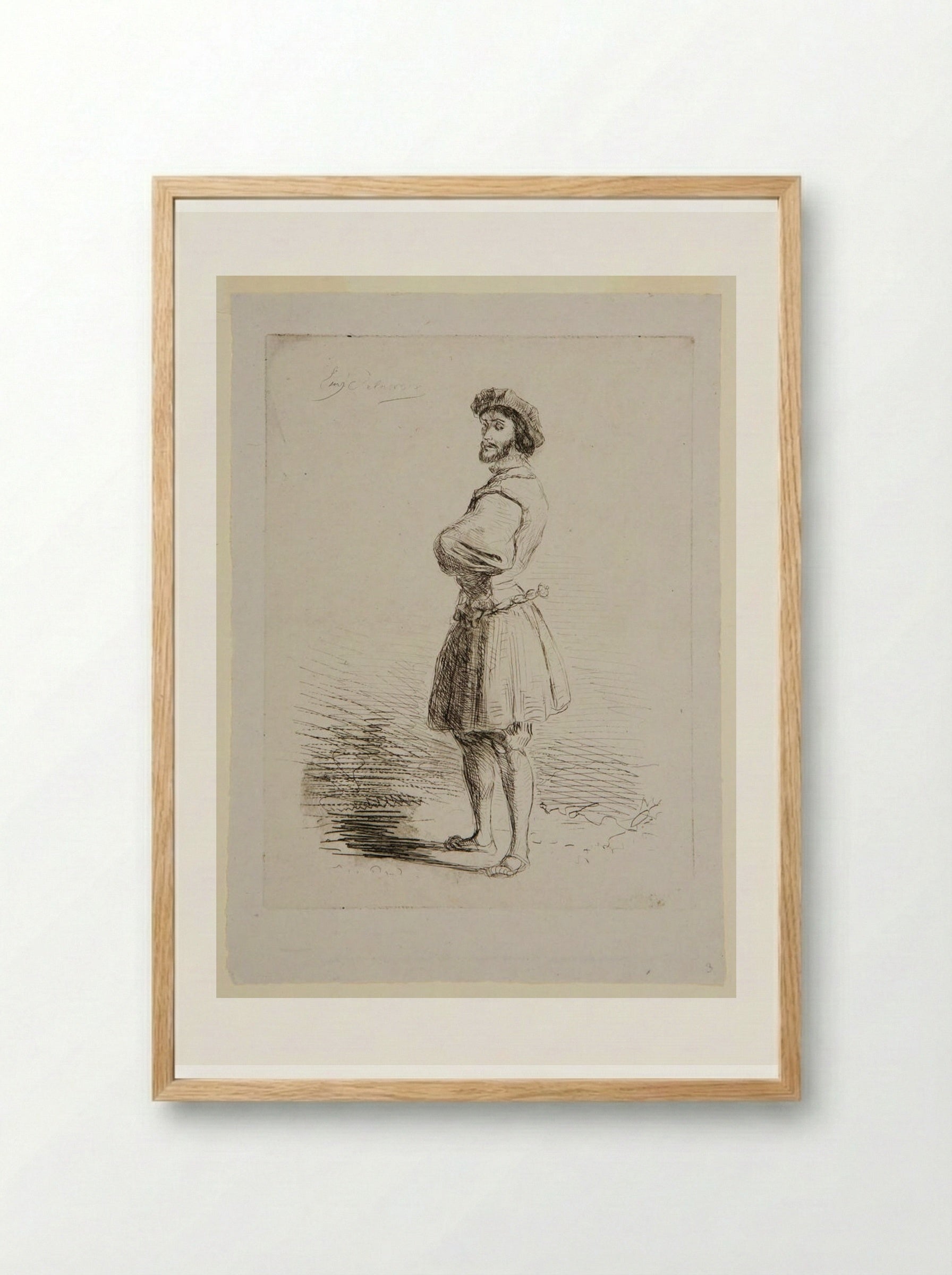 A Nobleman in the Era of Francis I - Ferdinand-Victor-Eugène Delacroix - Framed Print Wood