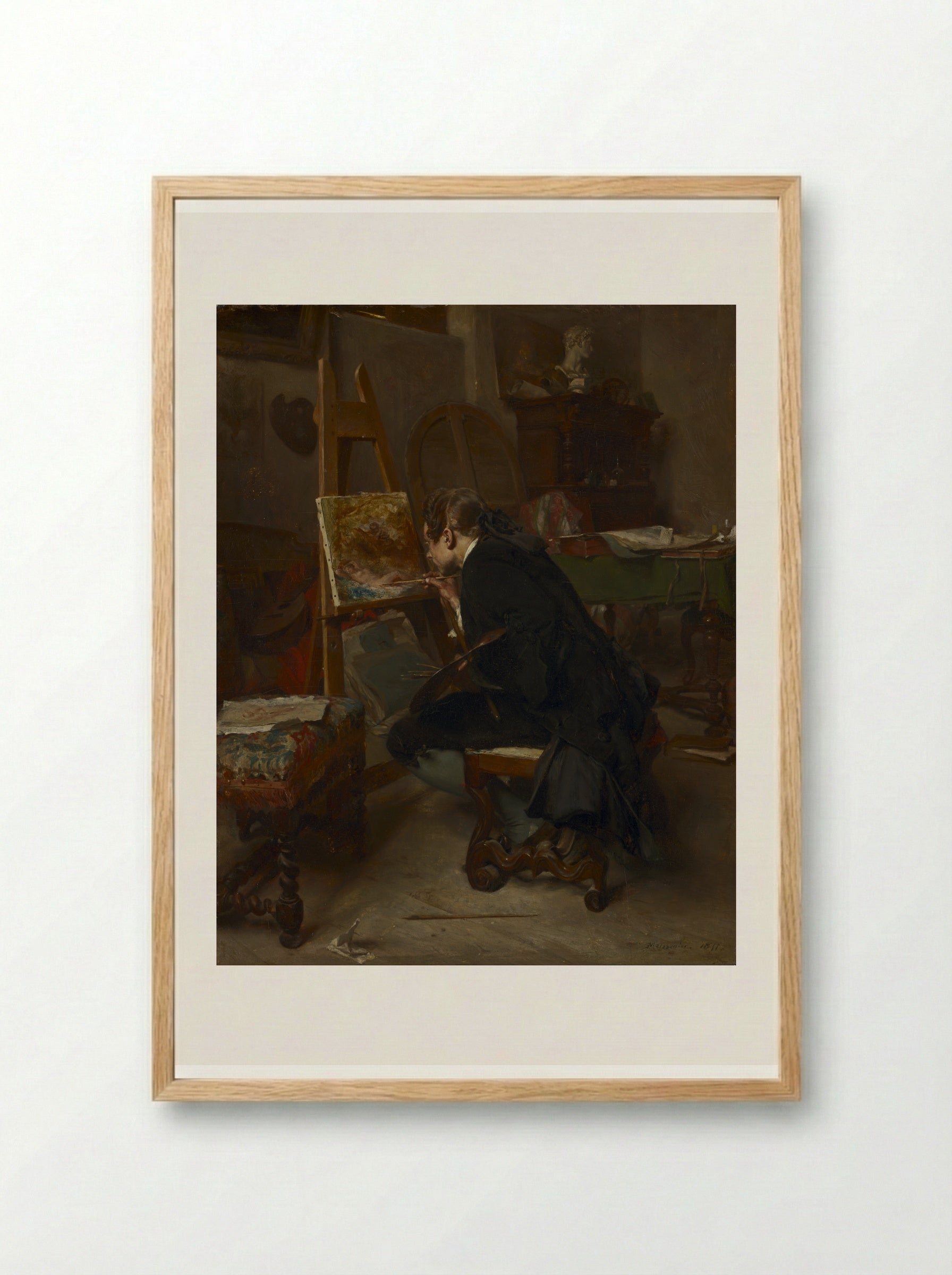 A Painter - Ernest Meissonier - Framed Print Wood