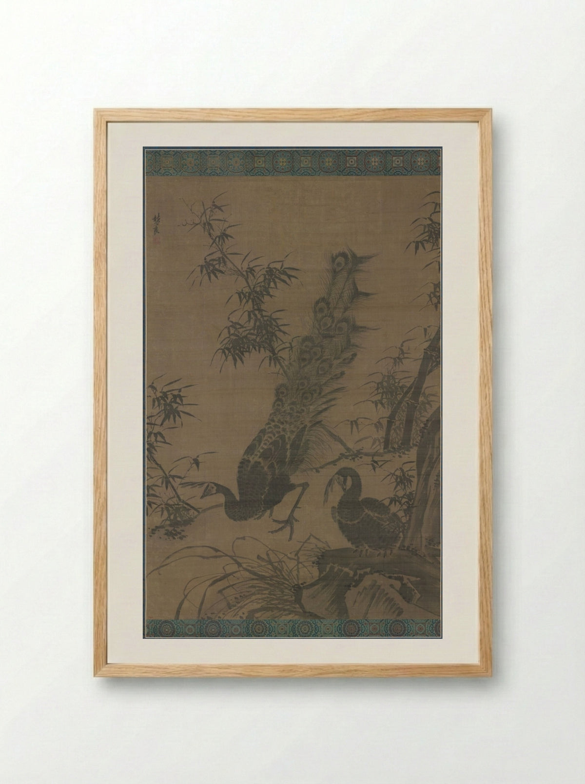 A Pair of Peafowl - Lin Liang - Framed Print Wood