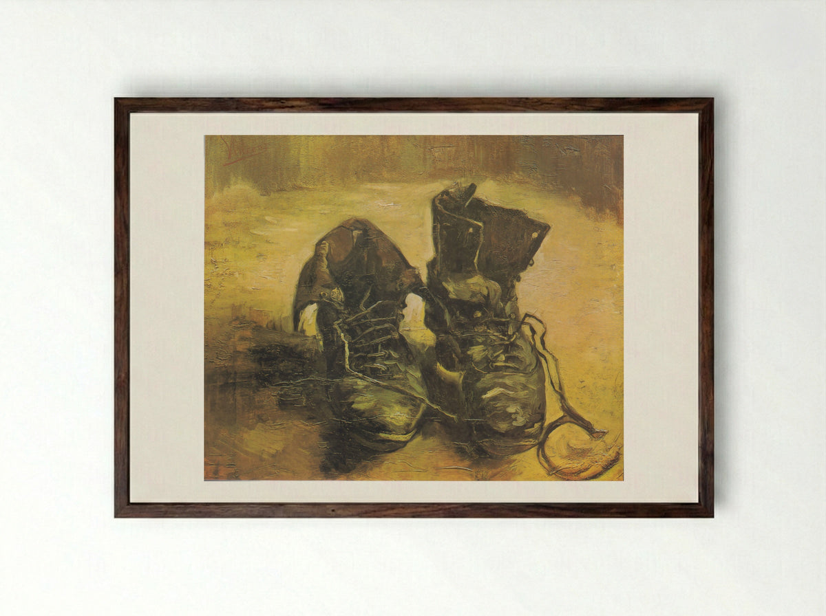 A Pair of Shoes - Vincent van Gogh - Framed Print Dark Wood
