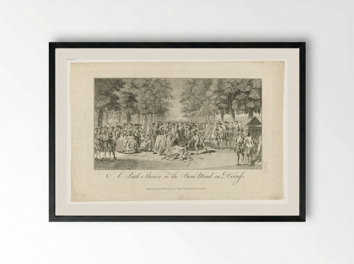 A Park Shower, or the Beau Mond in Distress - John Smith of Chichester - Framed Print Black