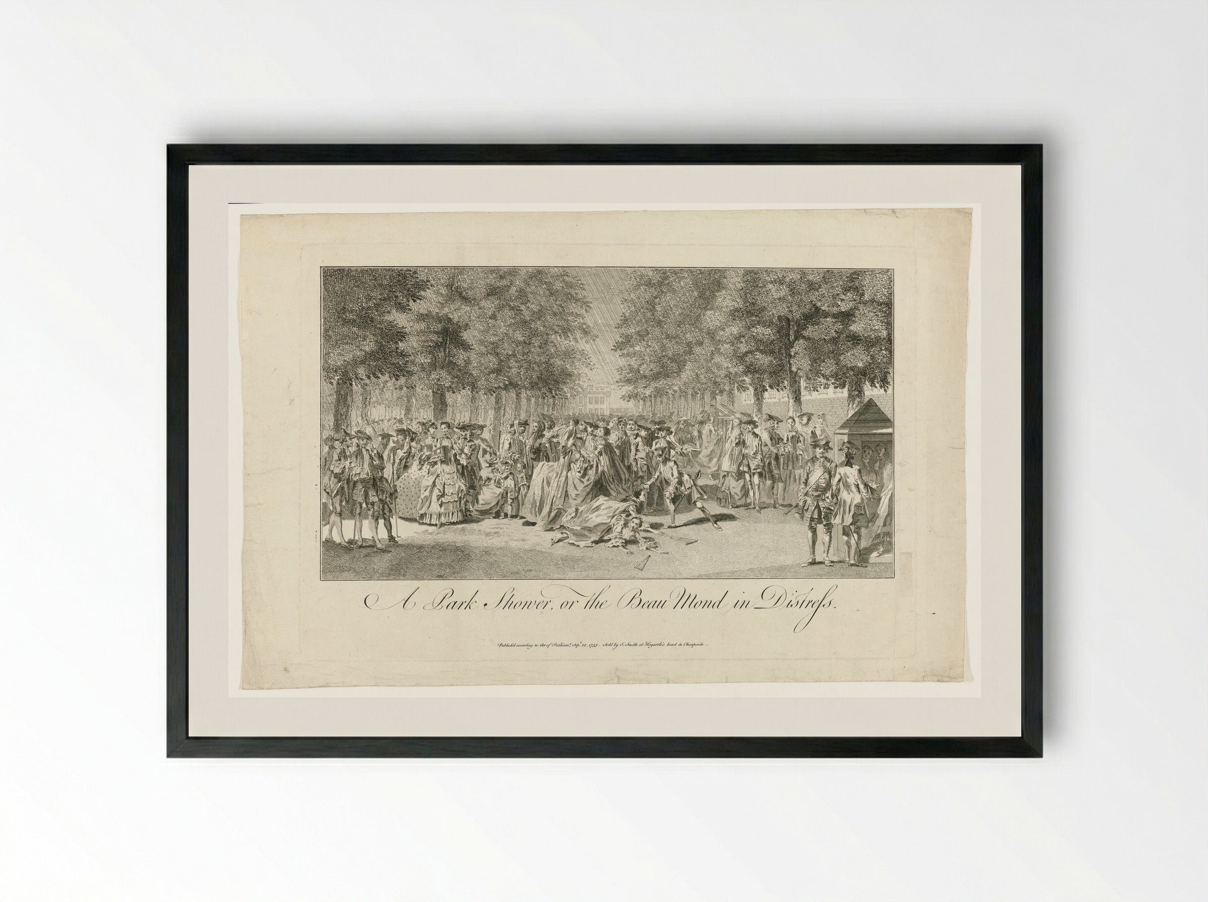 A Park Shower, or the Beau Mond in Distress - John Smith of Chichester - Framed Print Black