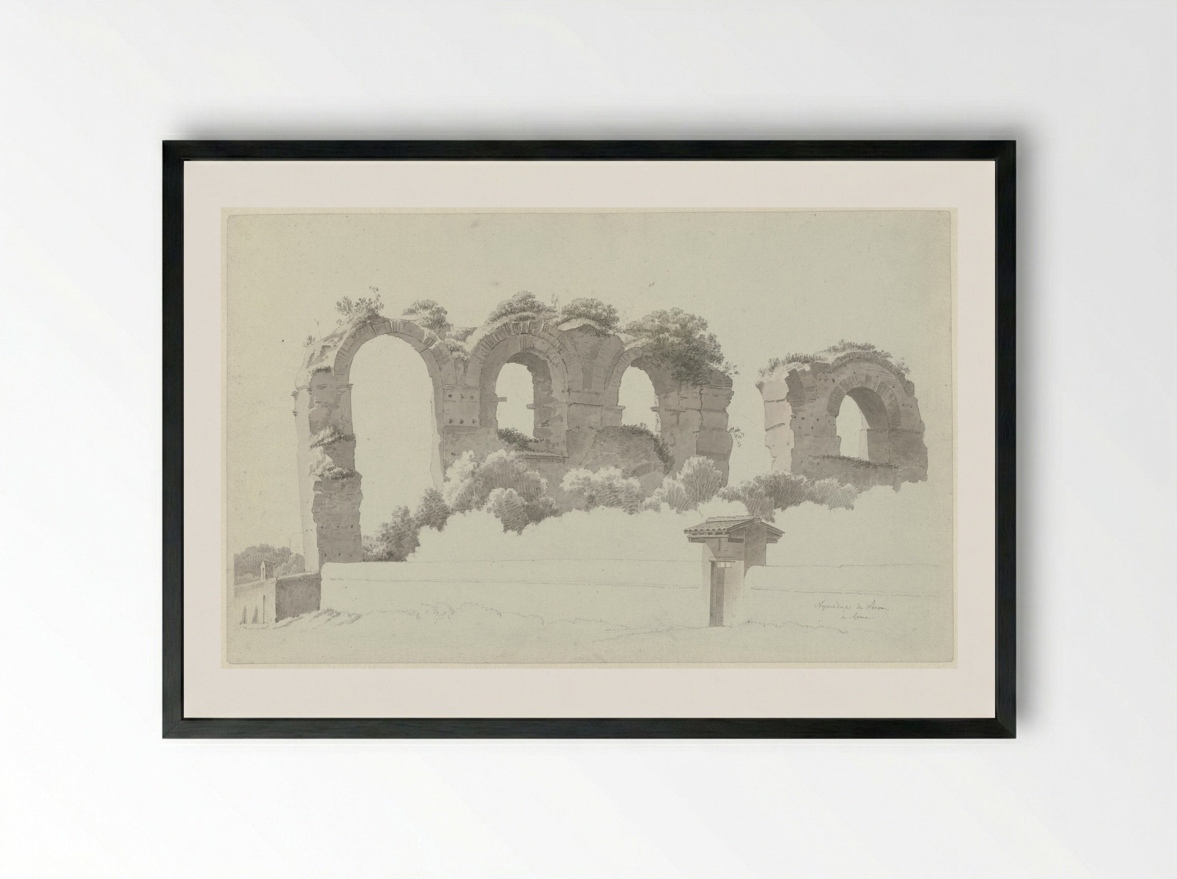 A Part of an Aqueduct in Rome - Josephus Augustus Knip - Framed Print Black