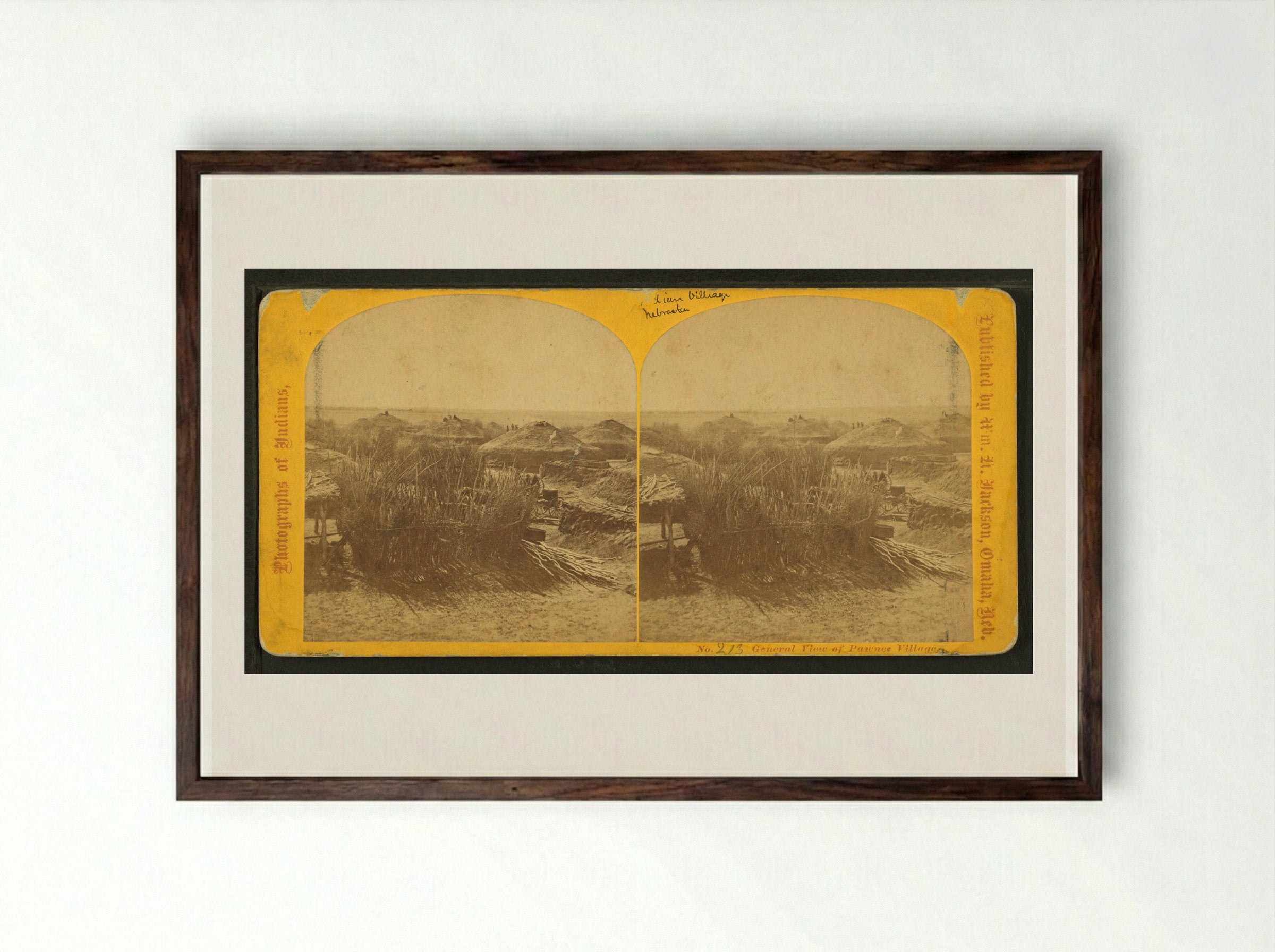 A Pawnee Village - William Henry Jackson - Framed Print Dark Wood