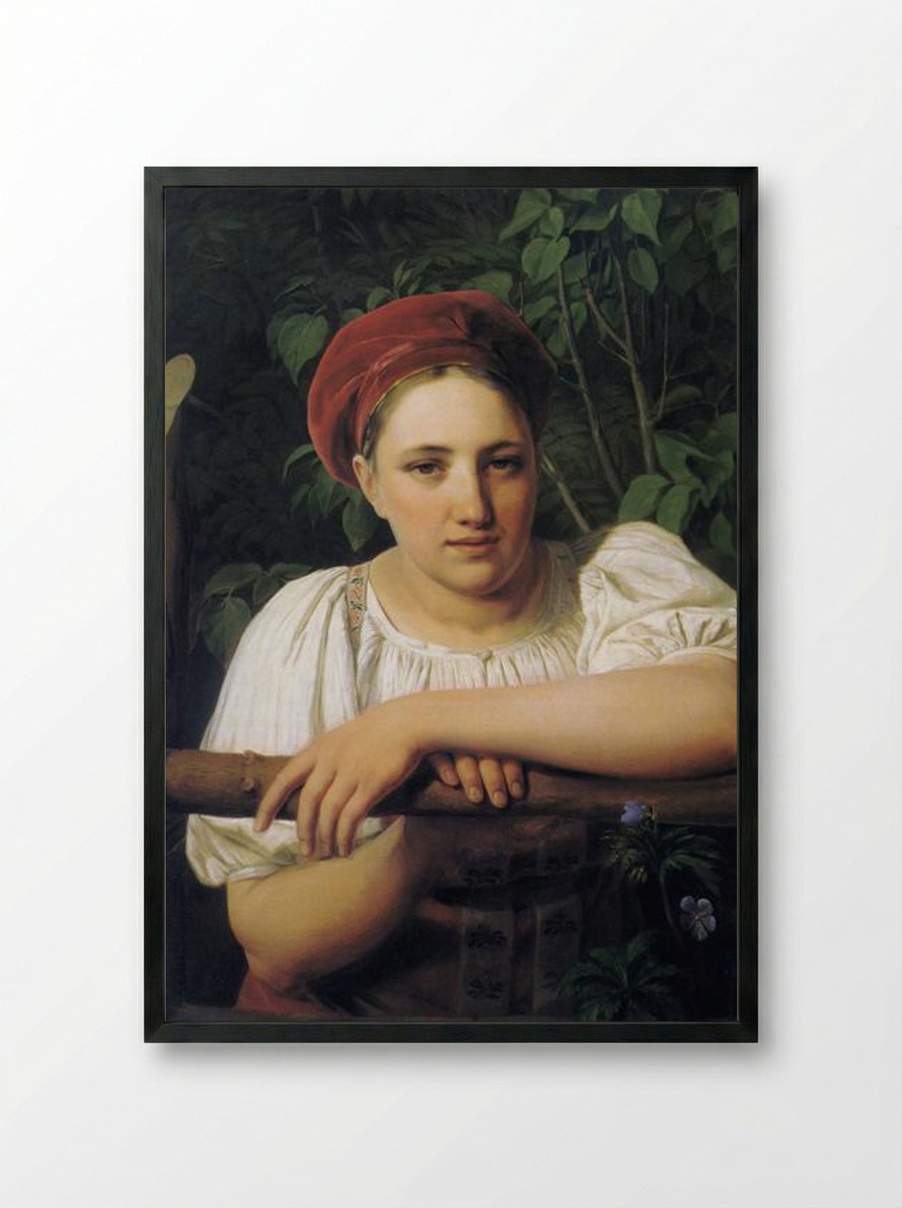 A Peasant Girl from Tver - Alexey Venetsianov - Framed Print Black