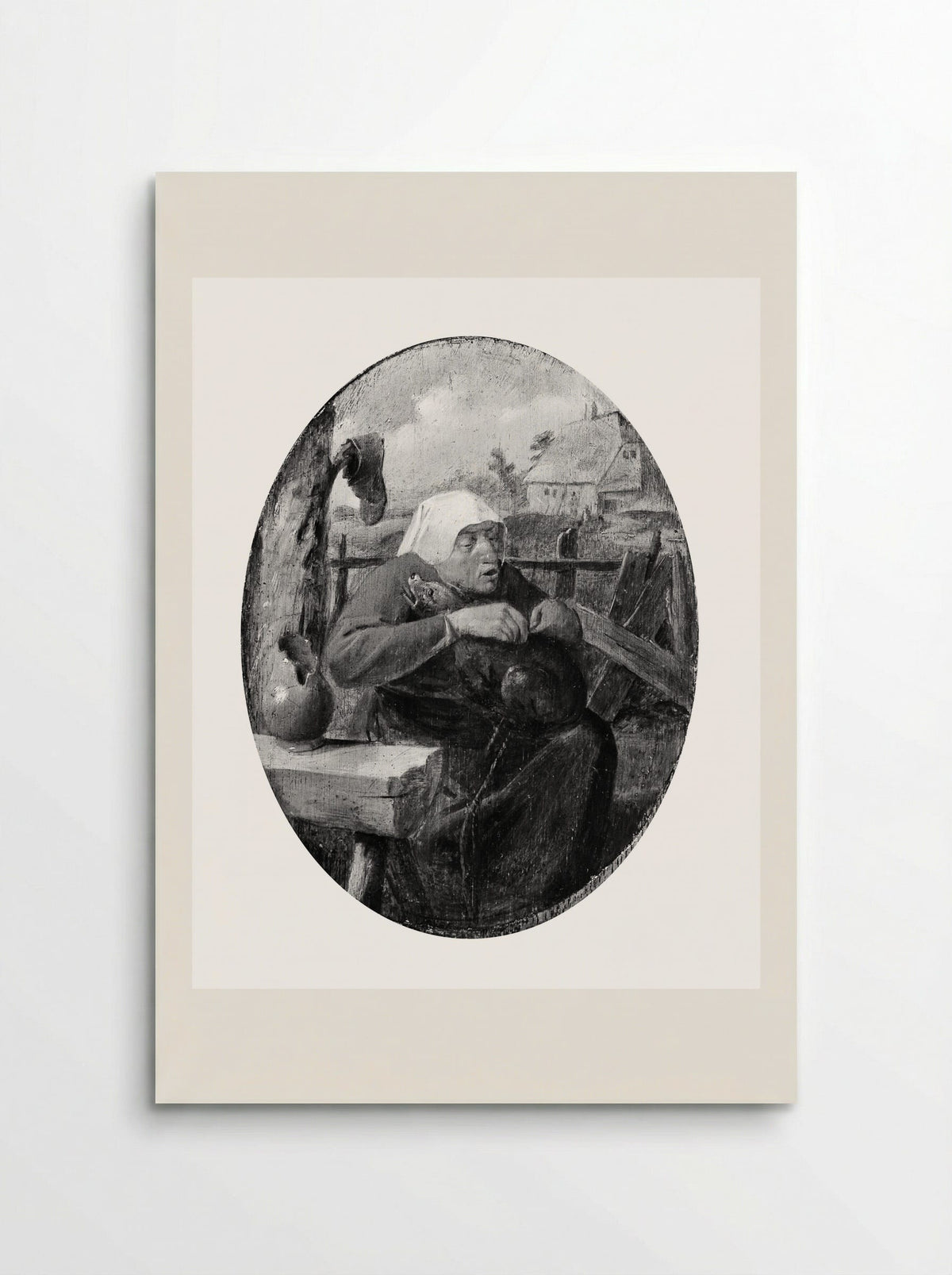A Peasant Woman Picking Fleas off a Dog - Adriaen Brouwer - Poster