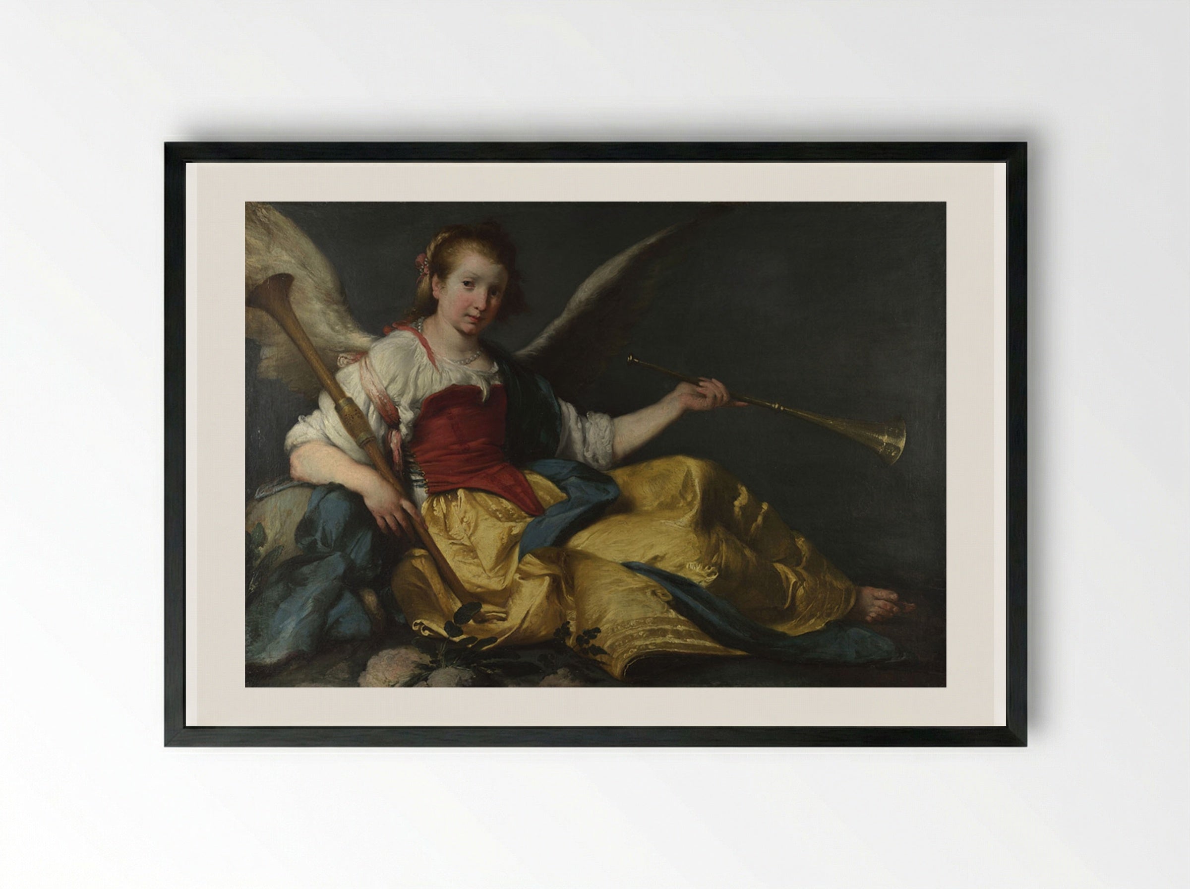 A Personification of Fame - Bernardo Strozzi - Framed Print Black