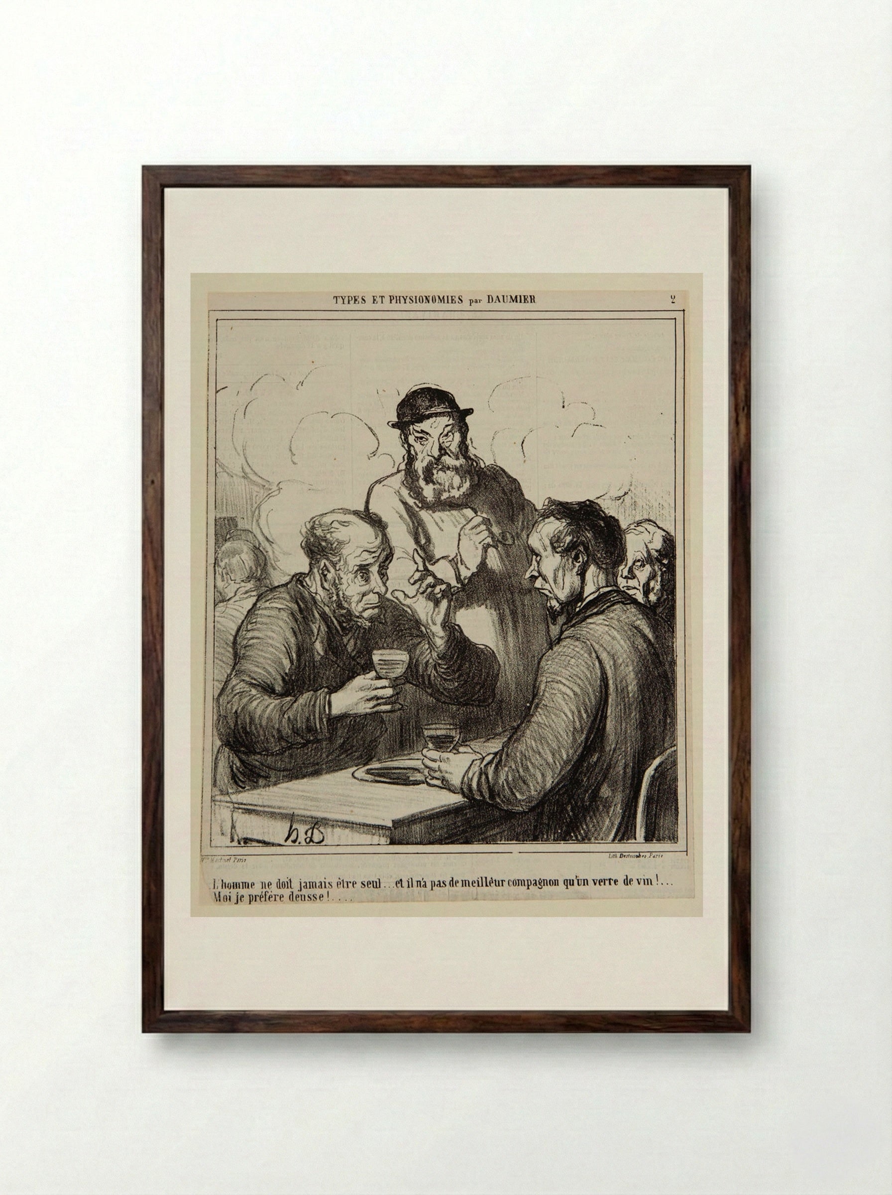 A Philosopher - Honoré-Victorin Daumier - Framed Print Dark Wood