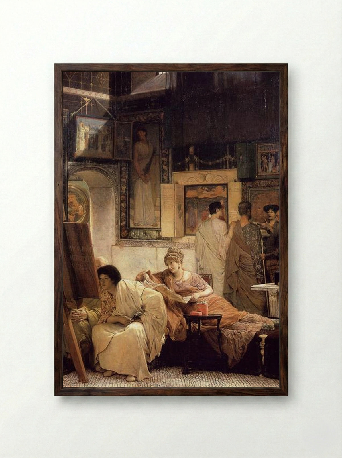 A Picture Gallery - Sir Lawrence Alma-Tadema - Framed Print Dark Wood