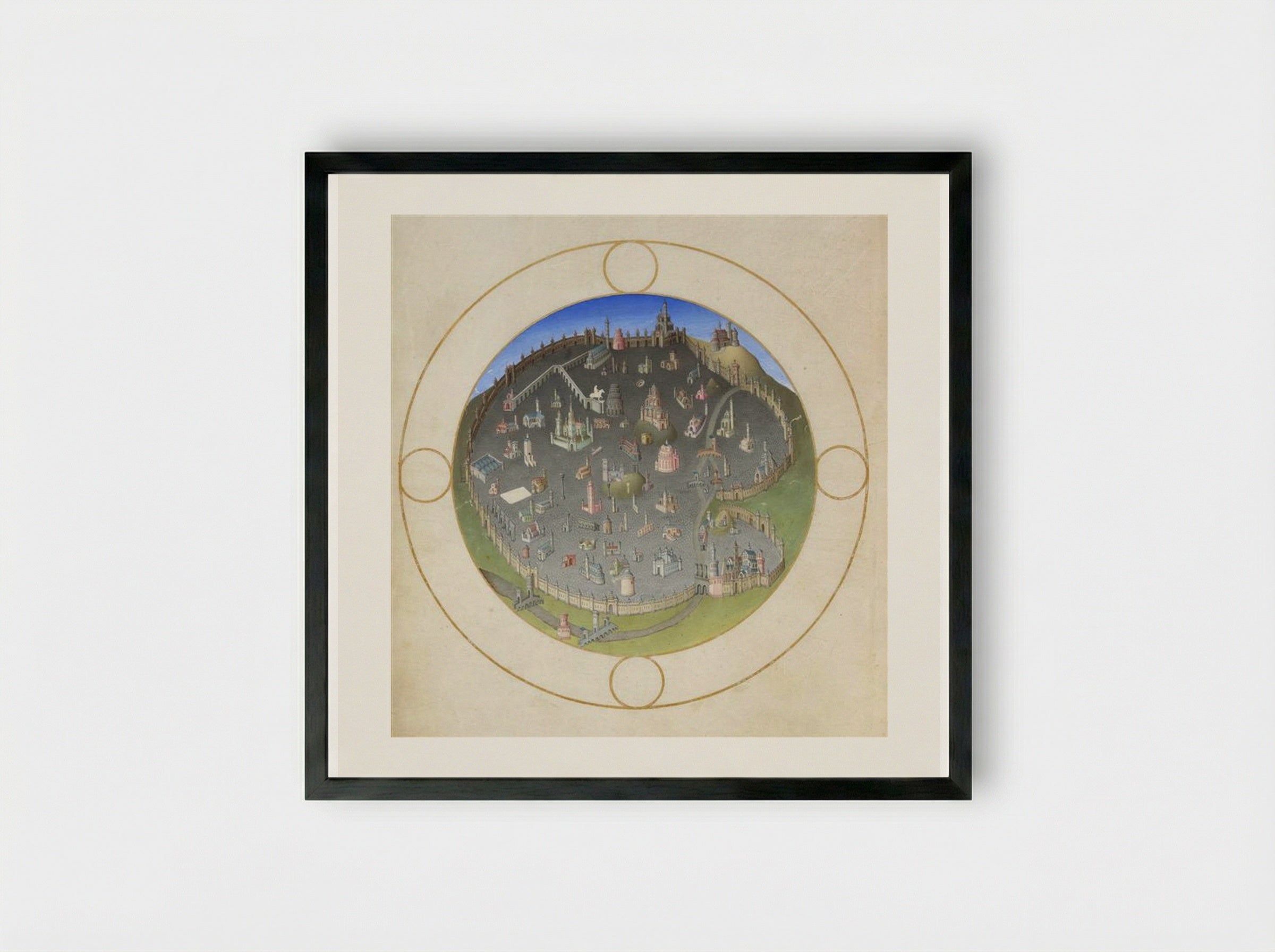 A Plan of Rome - Limbourg brothers - Framed Print Black