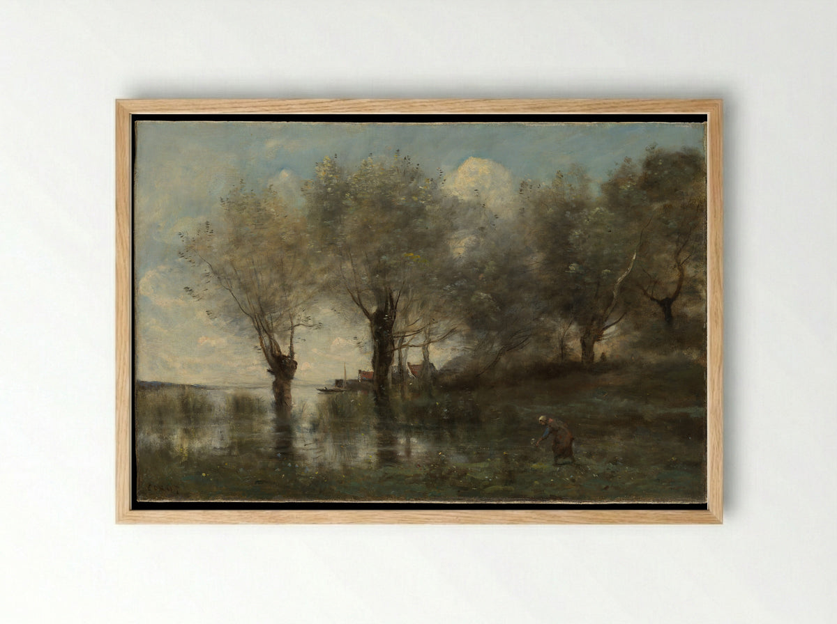 A Pond in Picardy - Camille Corot - Framed Print Wood