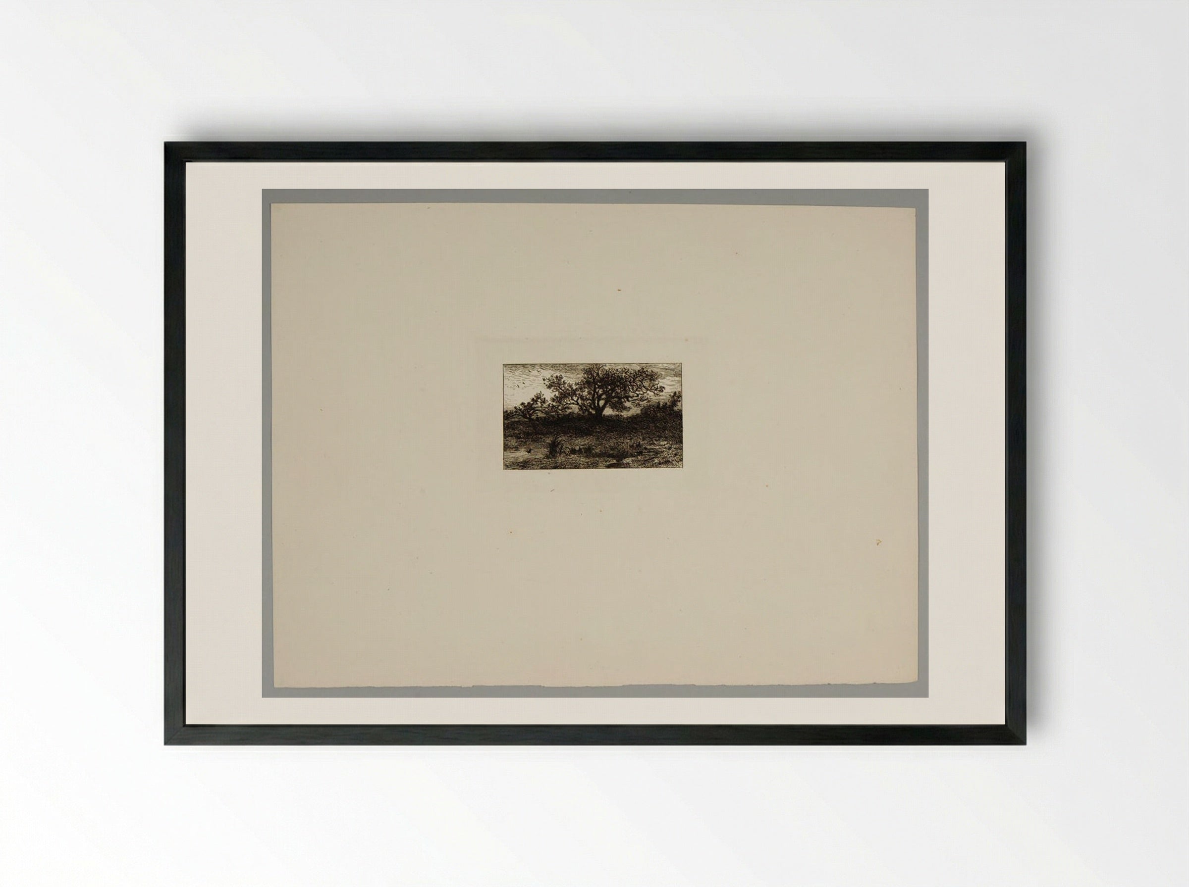 A Pond - Charles-Émile Jacque - Framed Print Black