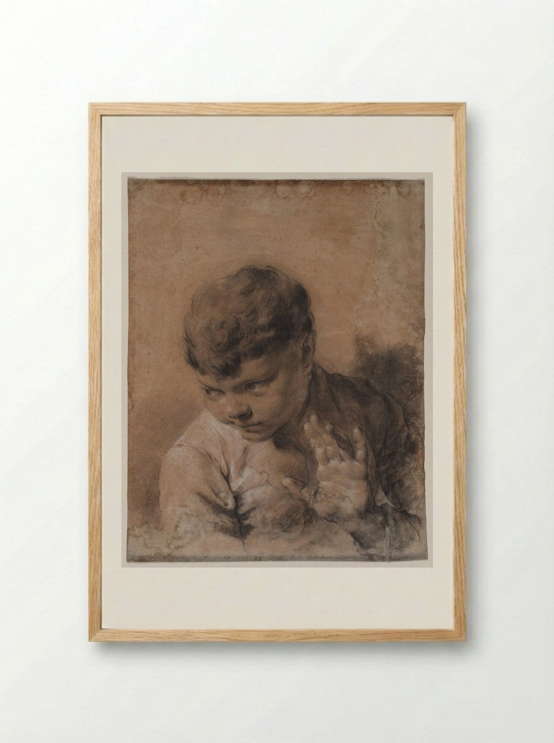 A Portrait of the Artist's Son Giacomo - Giovanni Battista Piazzetta - Framed Print Wood