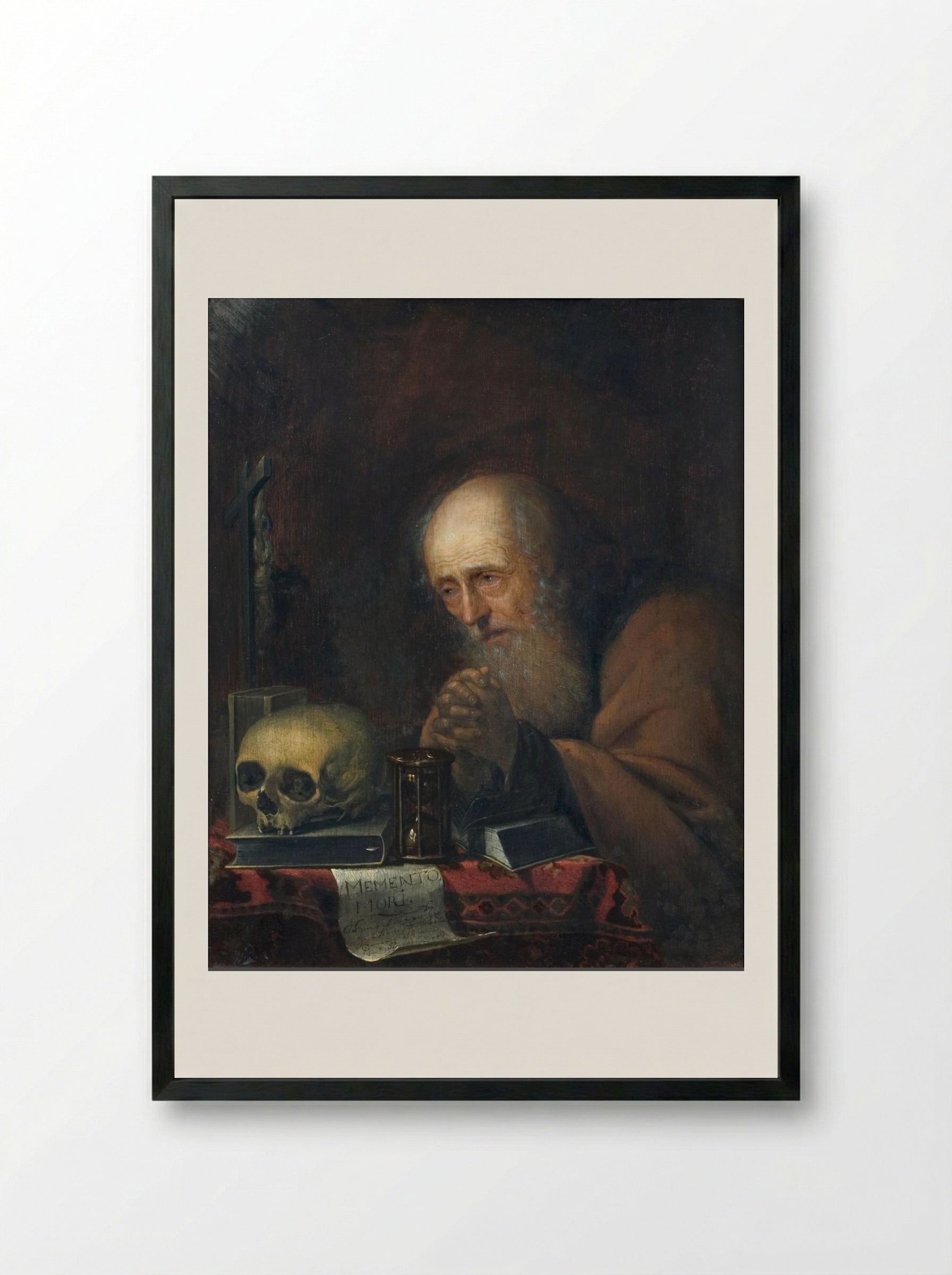A Praying Hermit in a Ruin - Jan Adriaensz. van Staveren - Framed Print Black