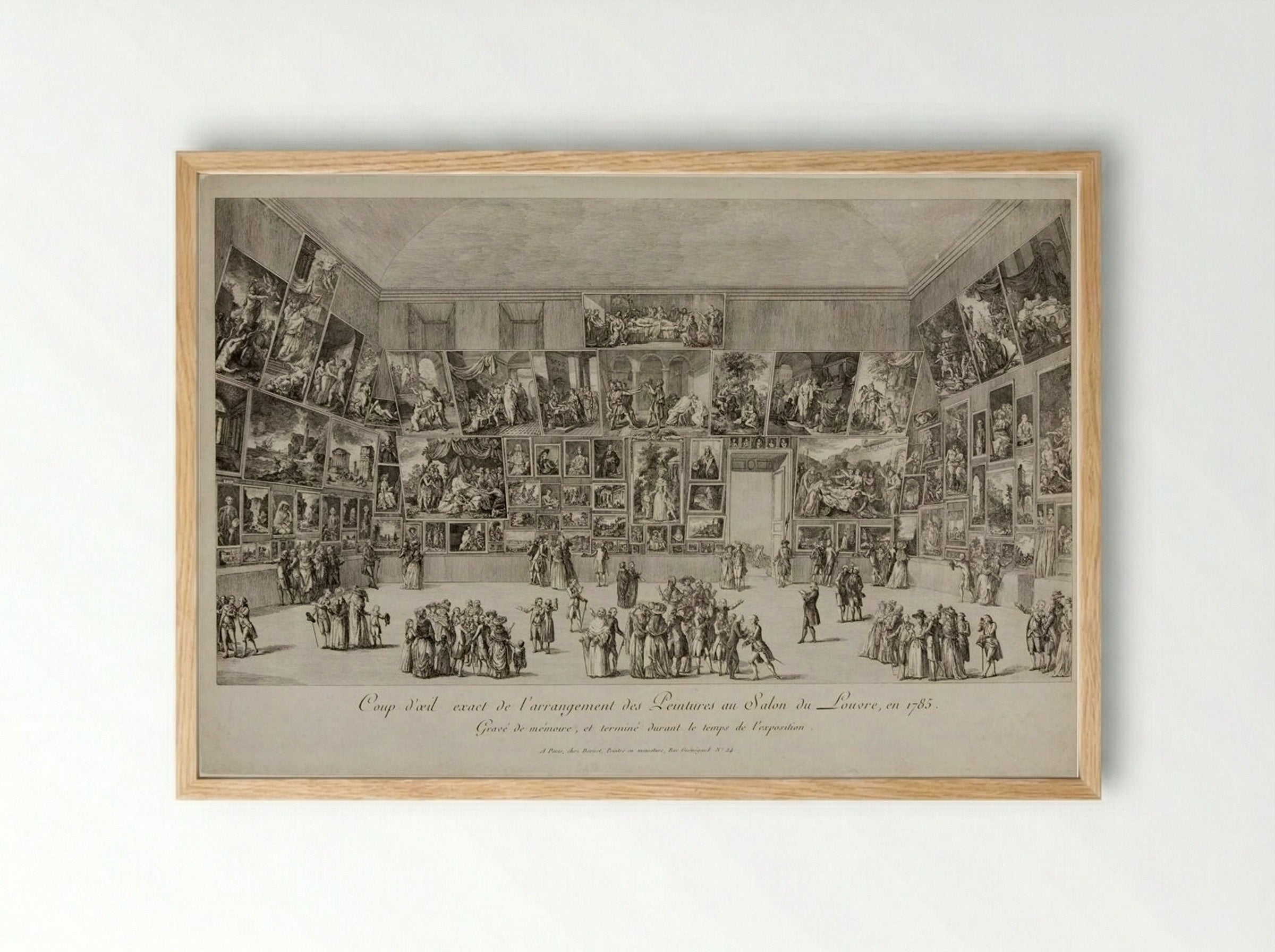 A Precise View of the Arrangement of Paintings at the Salon du Louvre in 1785 - Pietro Antonio Martini - Framed Print Wood