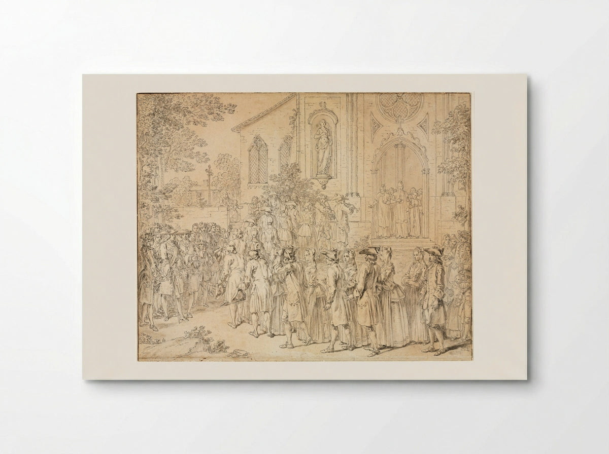 A Procession Entering a Church - Hubert François Bourguignon Gravelot - Poster