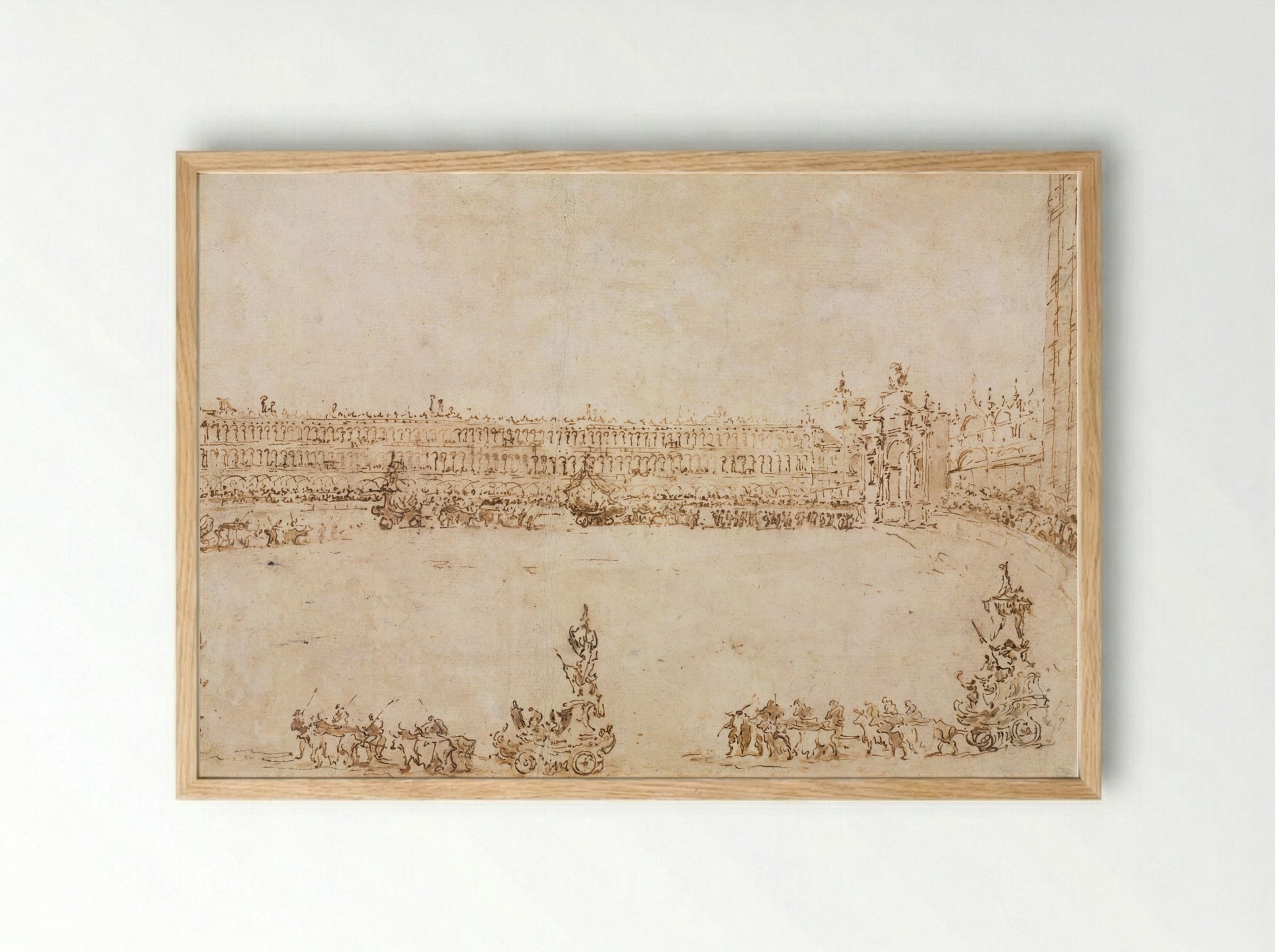 A Procession of Triumphal Cars in the Piazza San Marco - Francesco Guardi - Framed Print Wood
