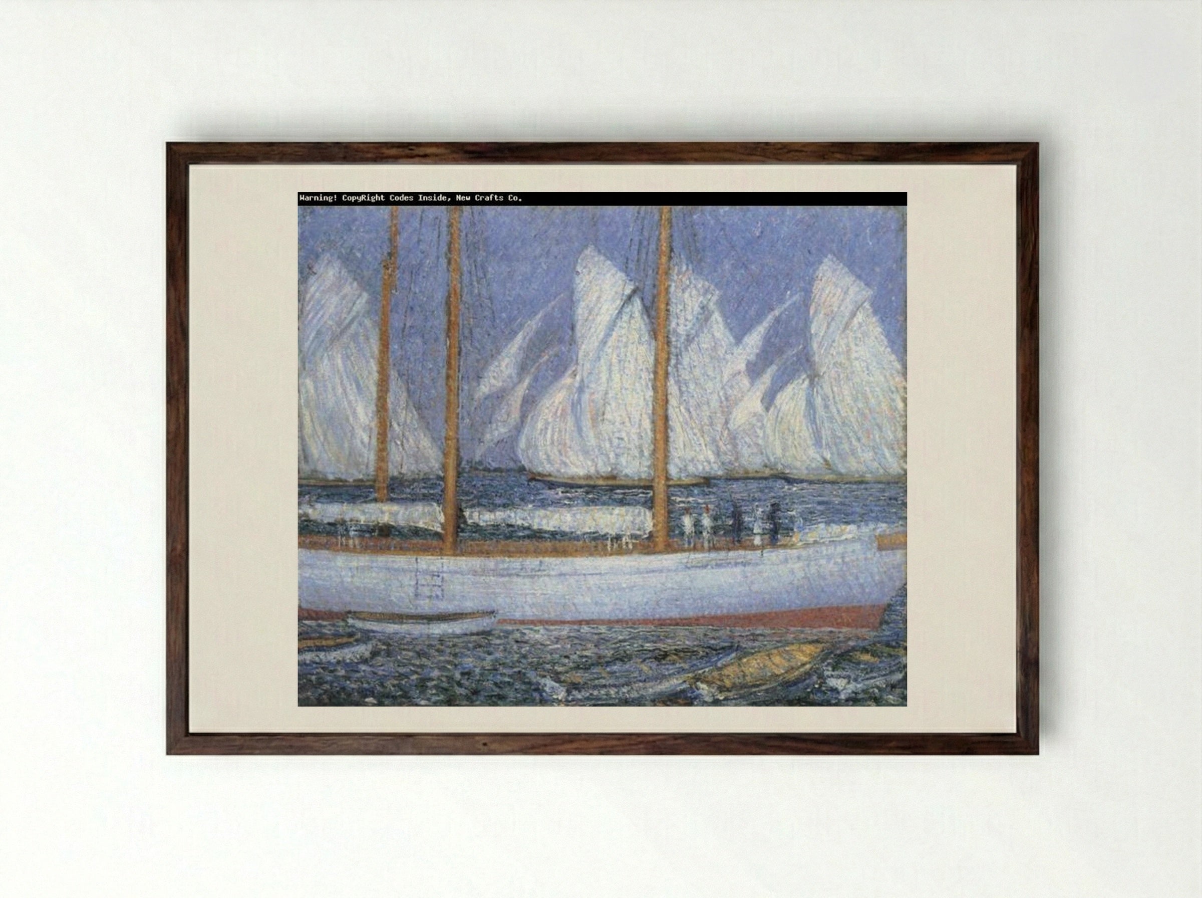 A Procession of Yachts - Philip Wilson Steer - Framed Print Dark Wood