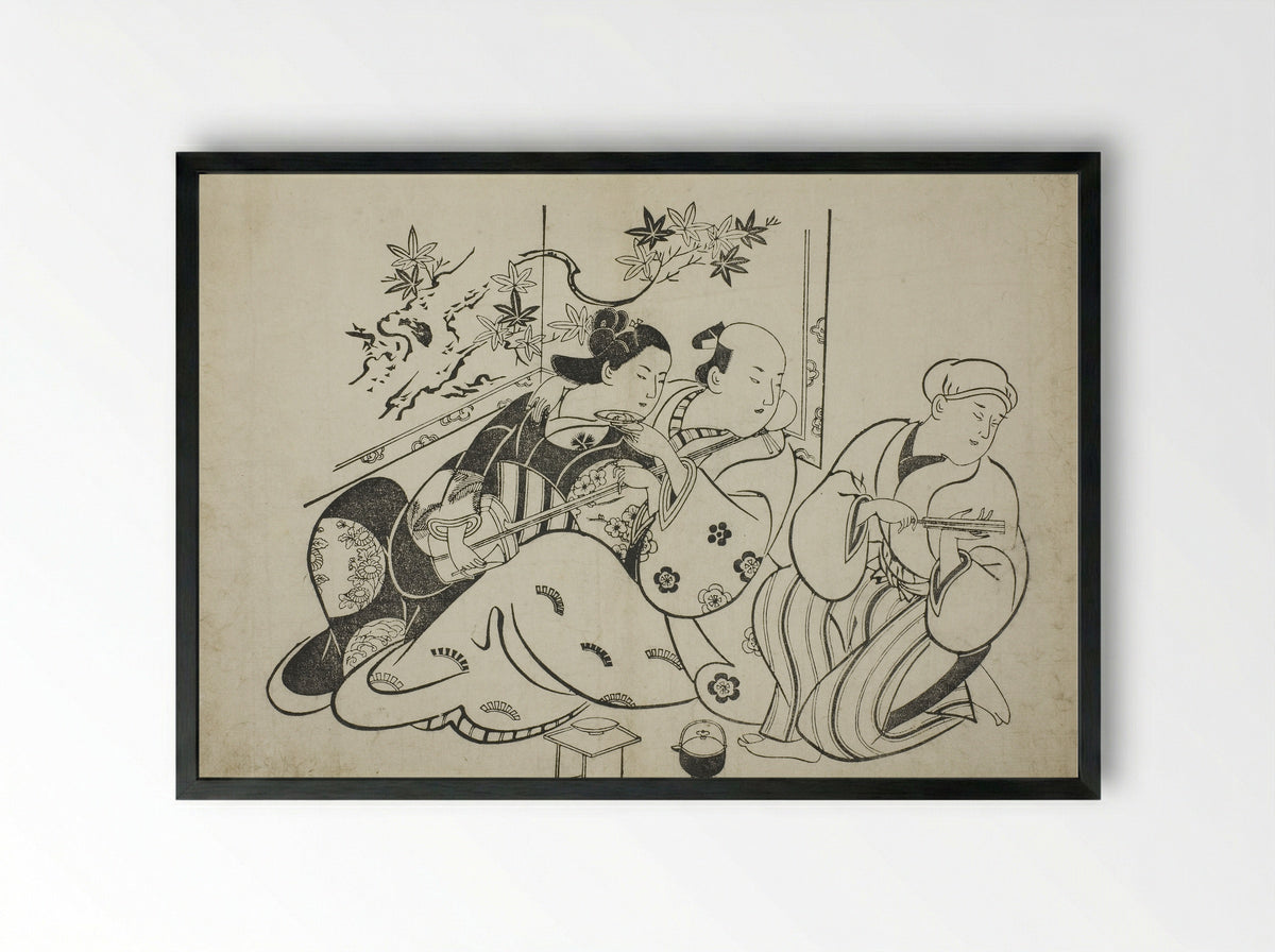 A Professional Buffoon - Torii Kiyonobu I - Framed Print Black
