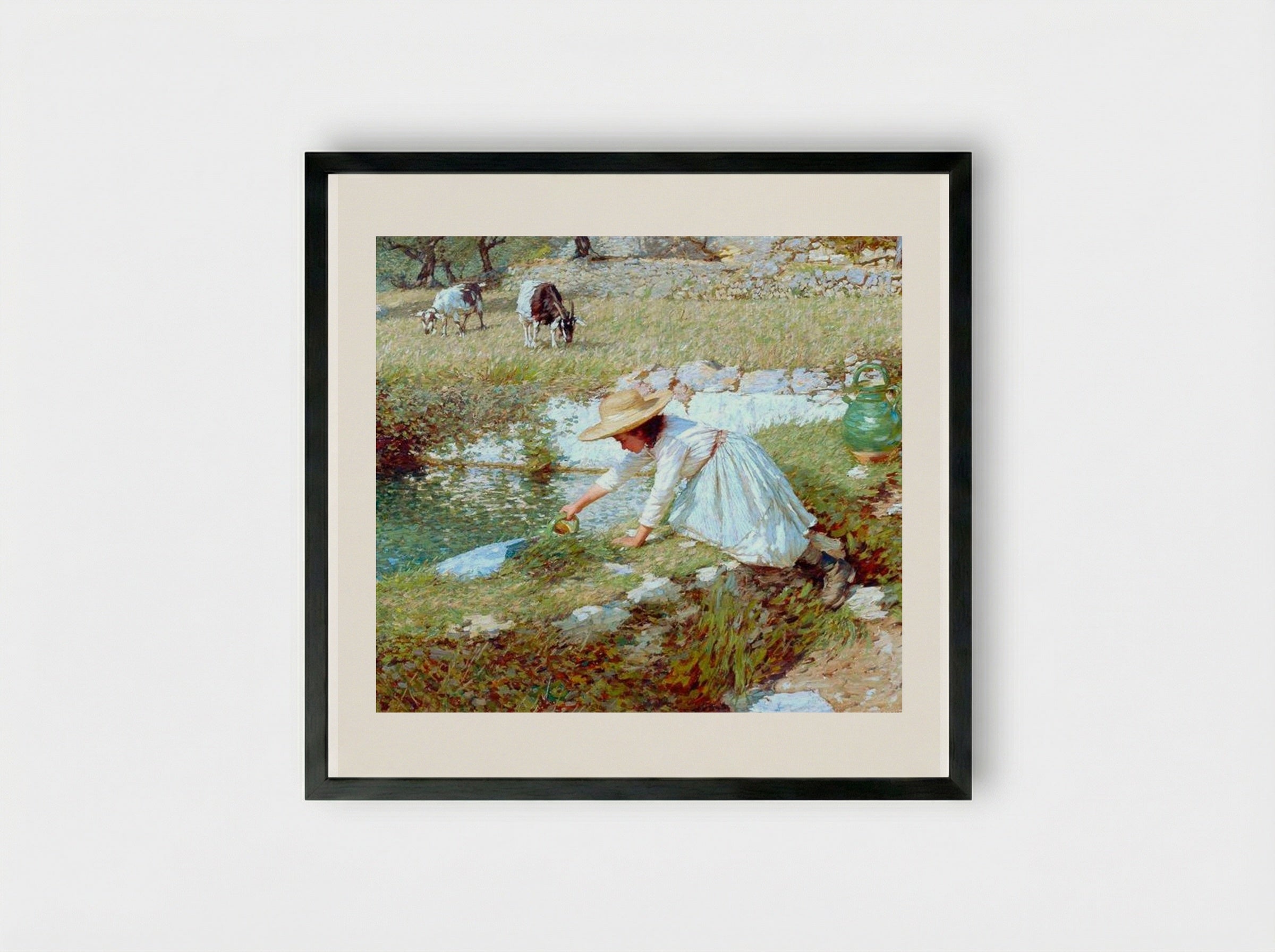 A Provençal Stream - Henry Herbert La Thangue - Framed Print Black