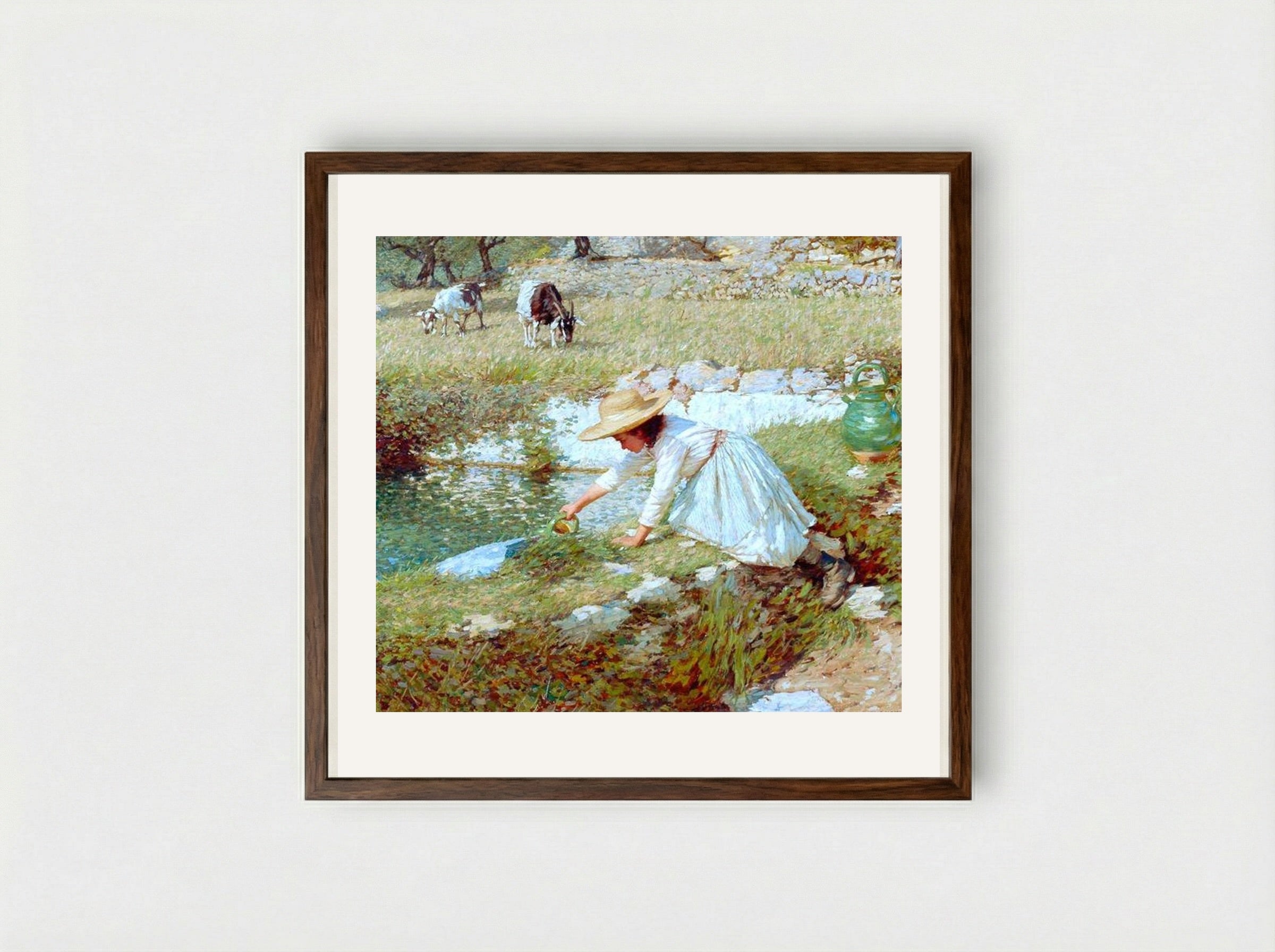 A Provençal Stream - Henry Herbert La Thangue - Framed Print Dark Wood