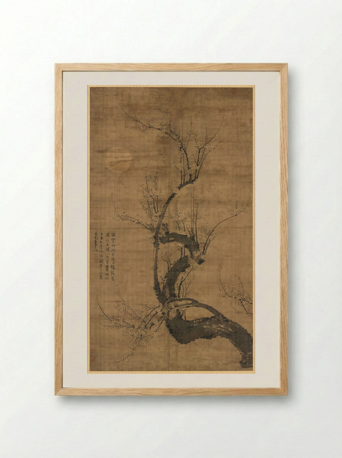 A Prunus in the Moonlight - Wang Mian - Framed Print Wood