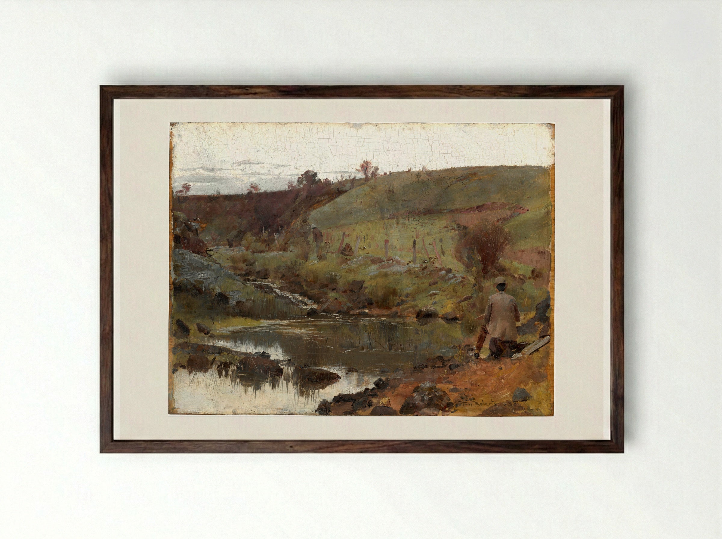 A Quiet Day on the Darebin Creek - Tom Roberts - Framed Print Dark Wood
