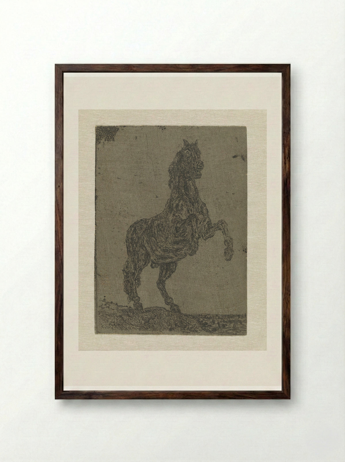A Rearing Horse - Hercules Segers - Framed Print Dark Wood