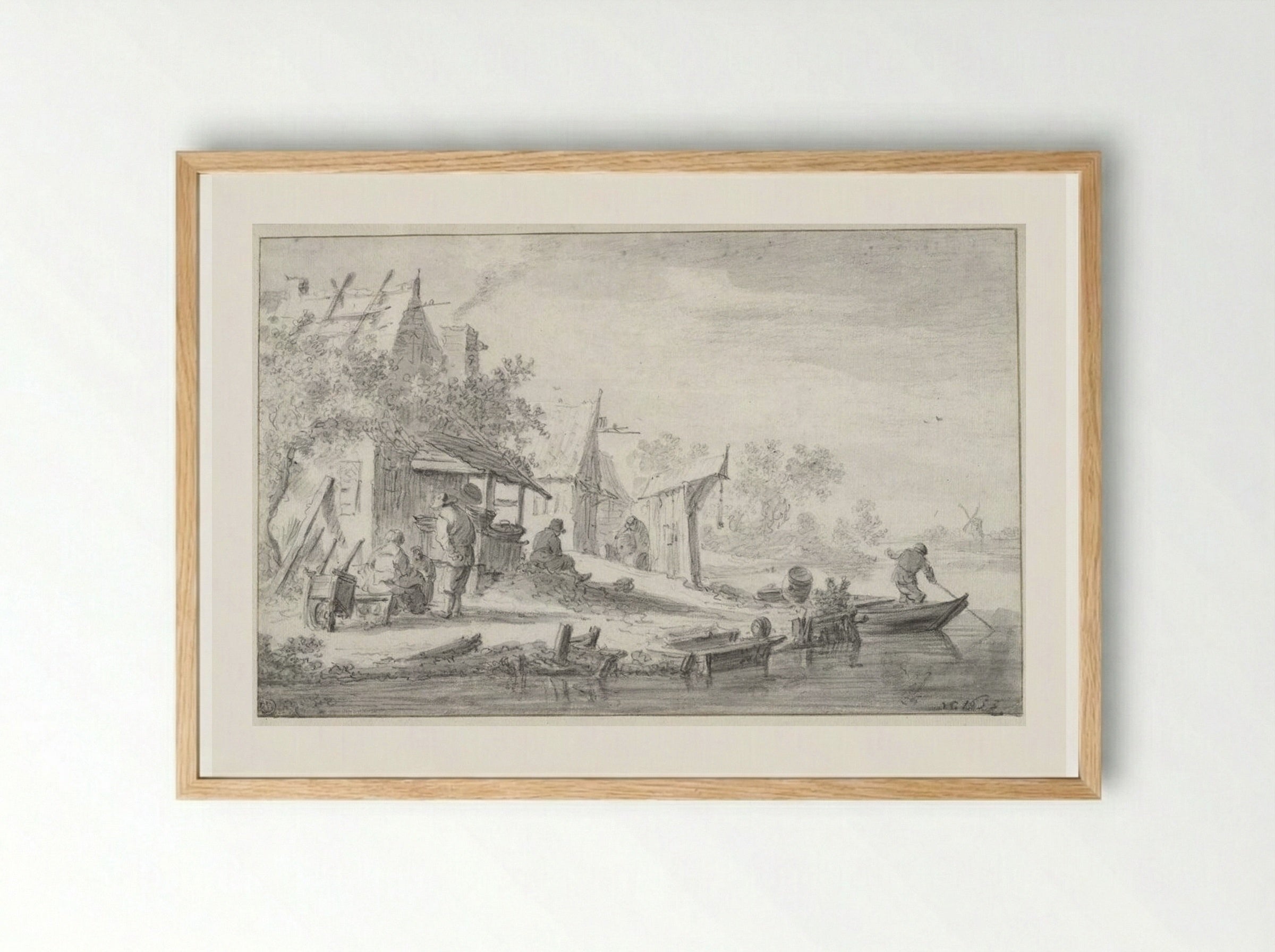 A River Landscape - Jan van Goyen - Framed Print Wood