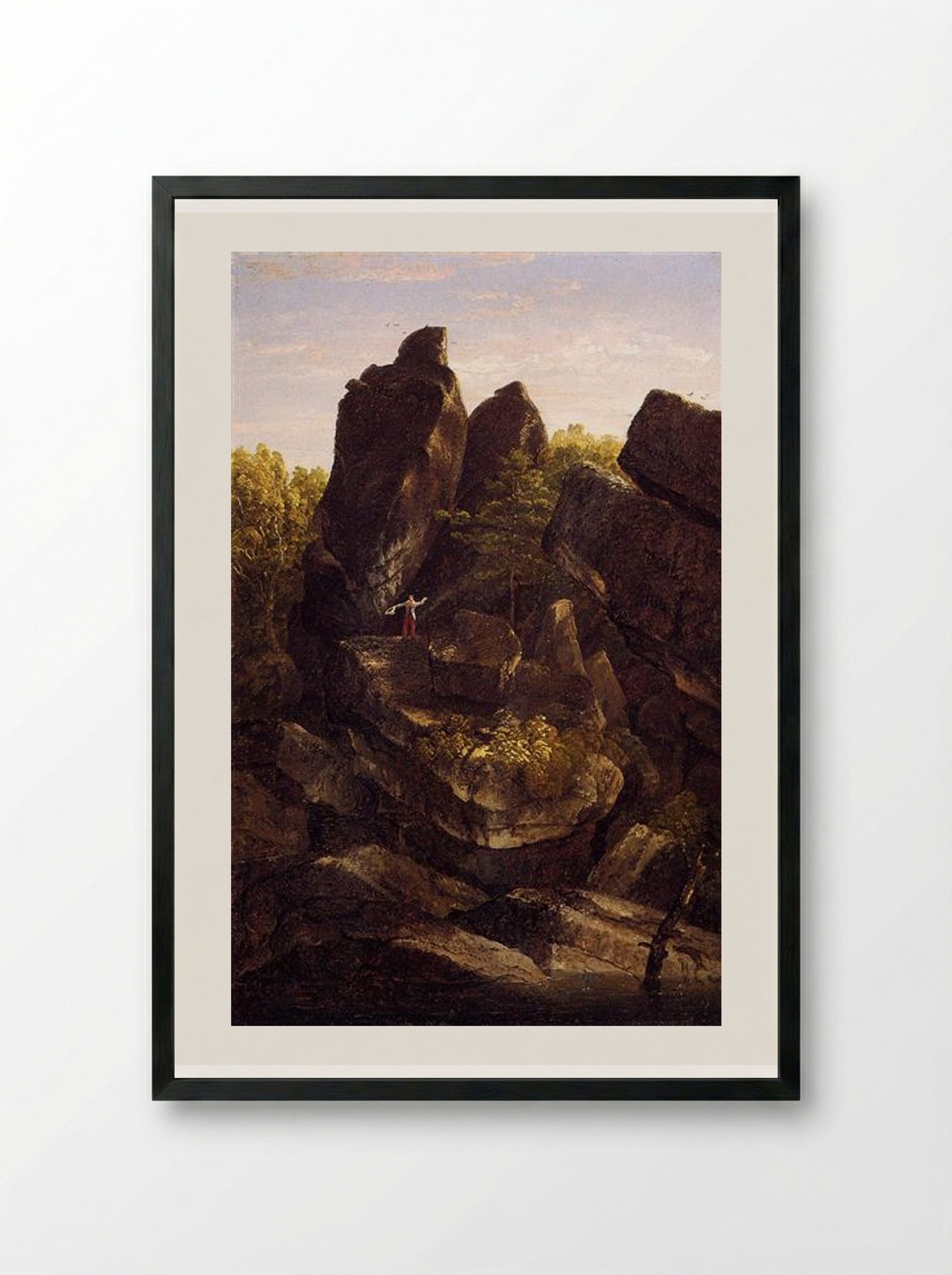 A Rocky Glen (In the Shawangunks) - Thomas Cole - Framed Print Black