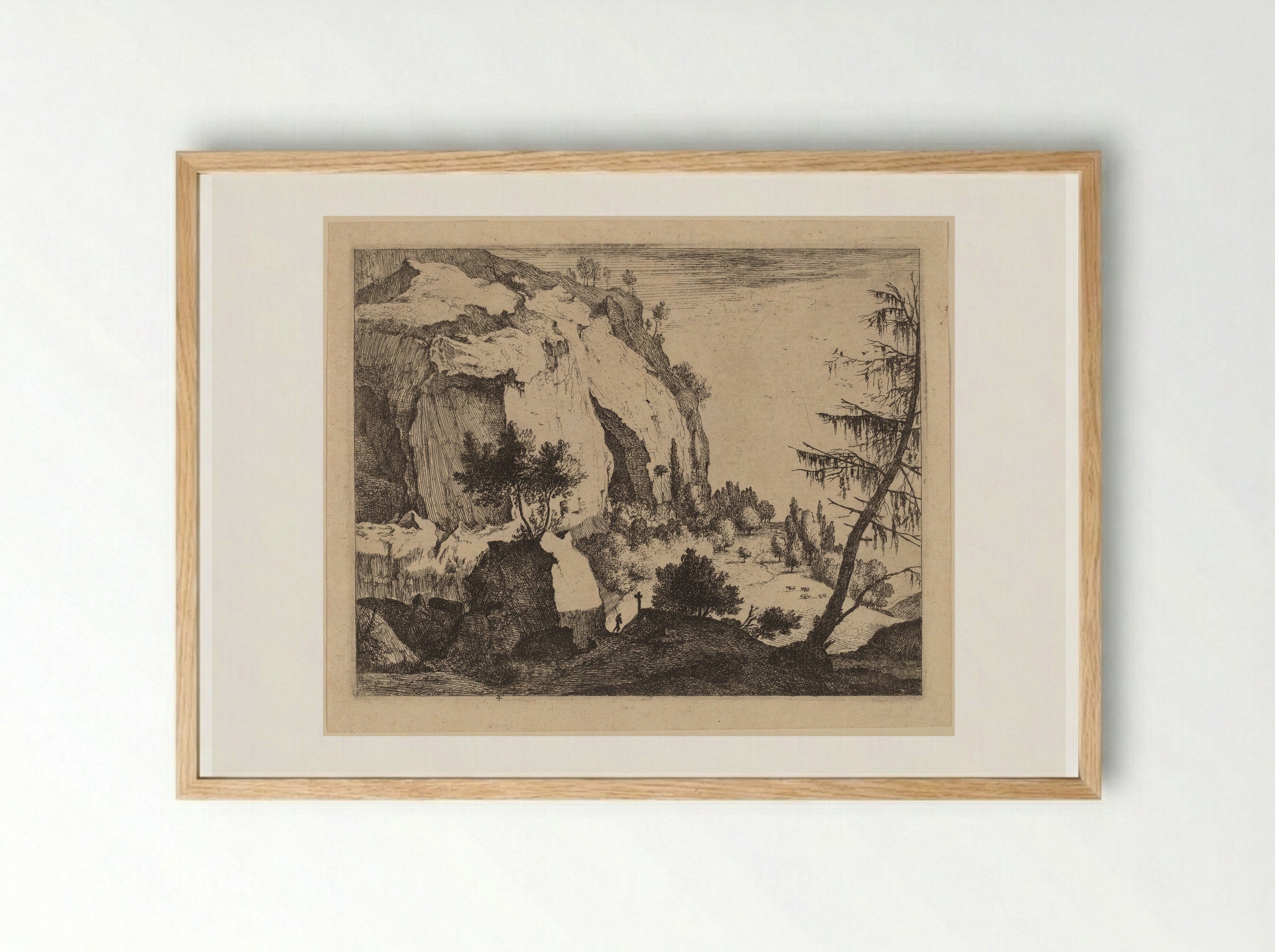 A Rocky Landscape - Roelant Roghman - Framed Print Wood