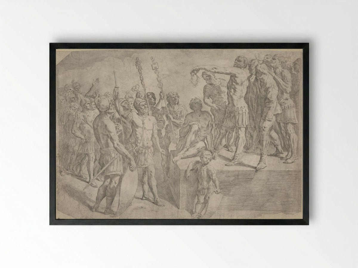 A Roman General Addressing His Soldiers - Giovanni Lanfranco - Framed Print Black
