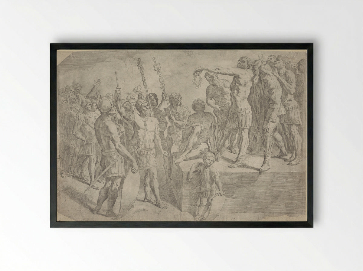 A Roman General Addressing His Soldiers - Giovanni Lanfranco - Framed Print Black