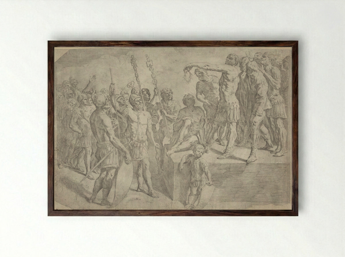 A Roman General Addressing His Soldiers - Giovanni Lanfranco - Framed Print Dark Wood