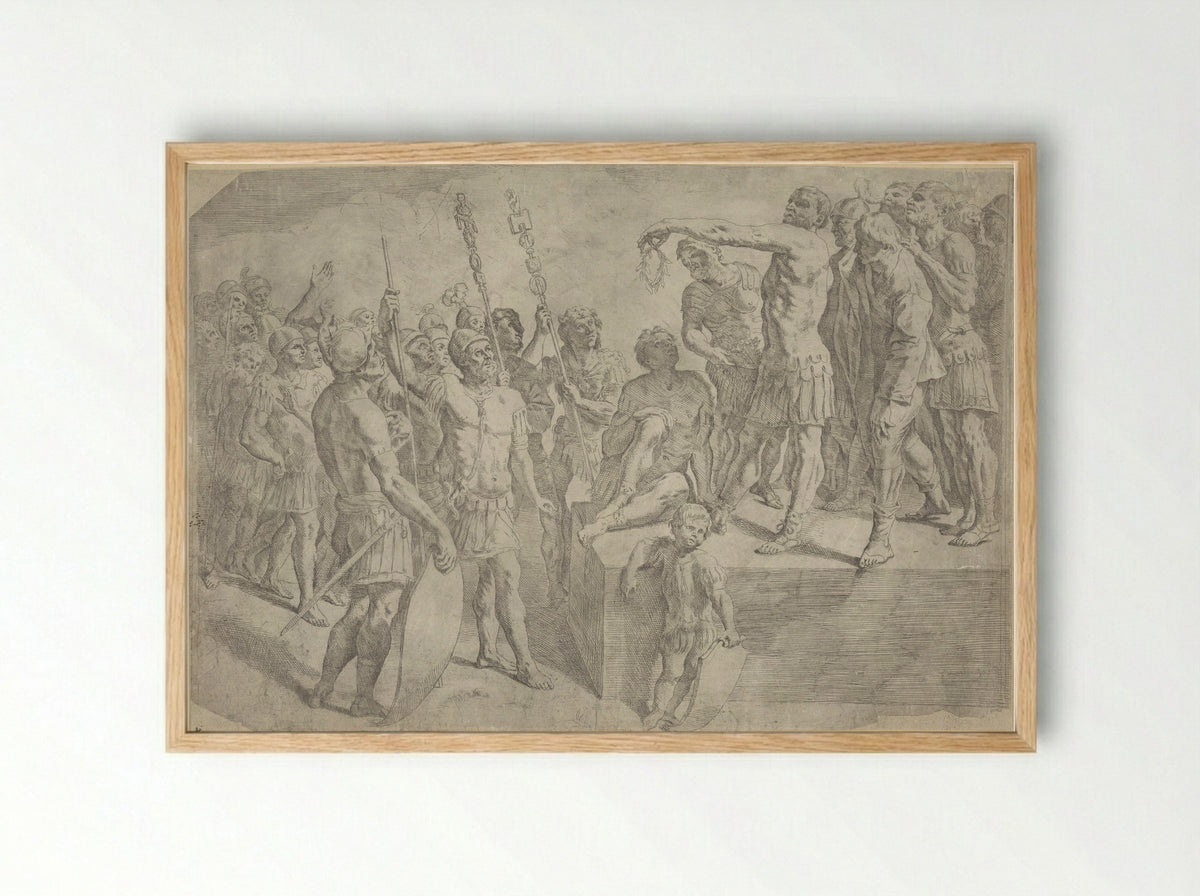 A Roman General Addressing His Soldiers - Giovanni Lanfranco - Framed Print Wood