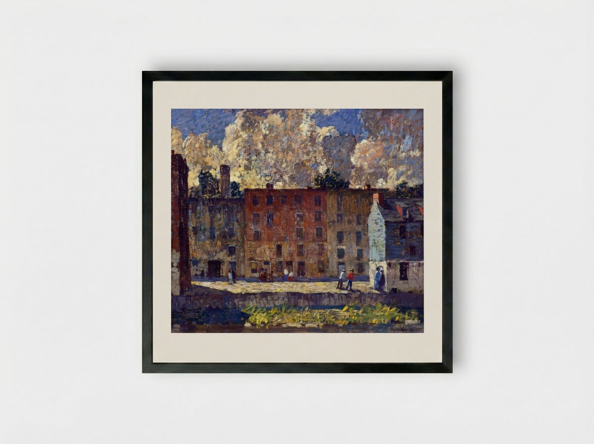 A Row of Tenements - Robert Spencer - Framed Print Black